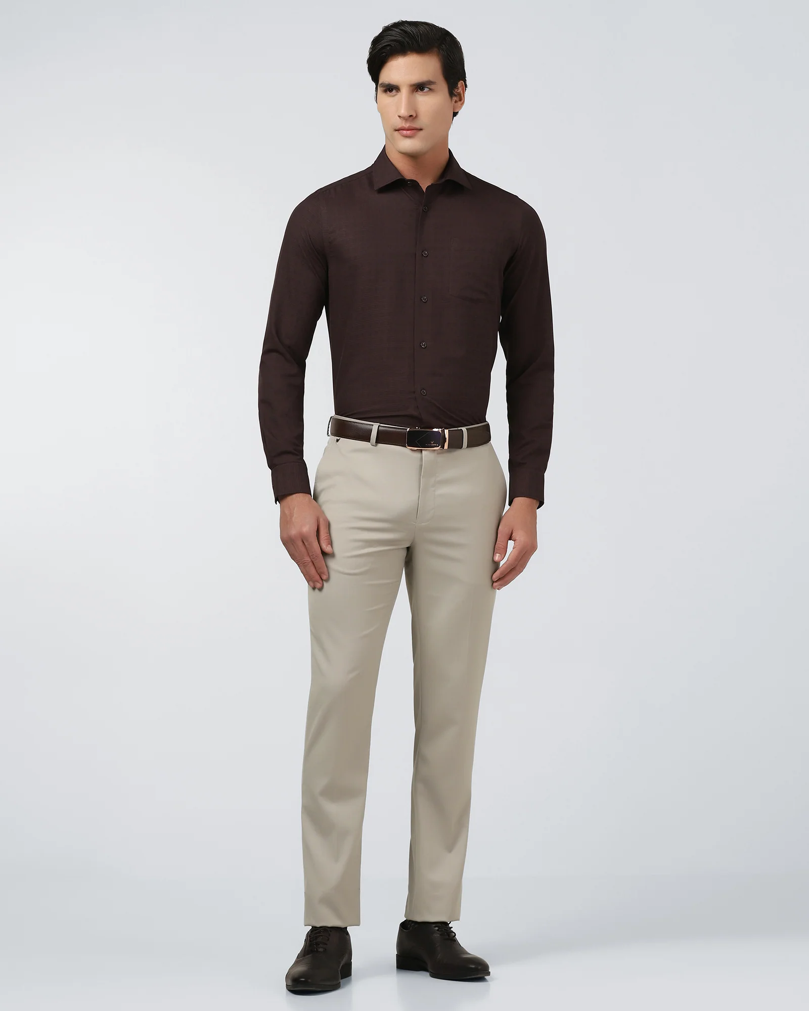 Beige Solid Trouser - Marco