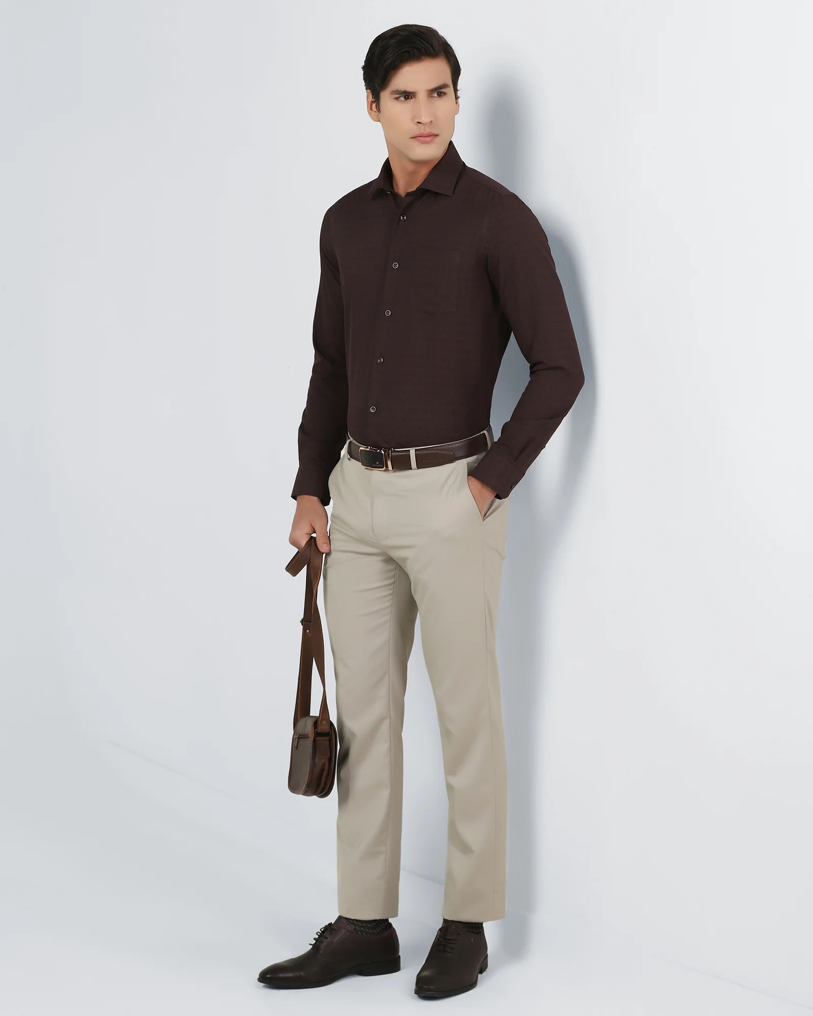 Beige Solid Trouser - Marco - Image 7