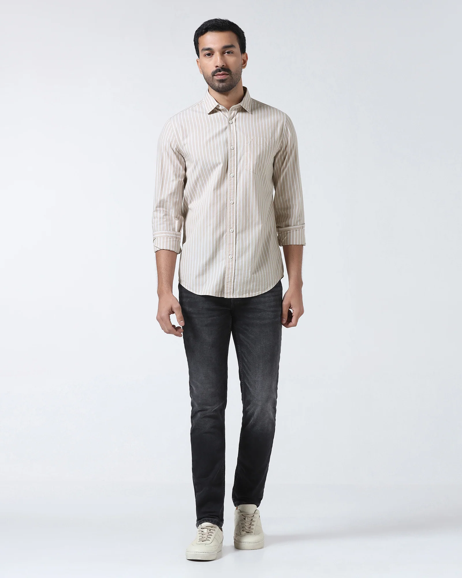 Beige Stripe Shirt - Hamber - Image 8