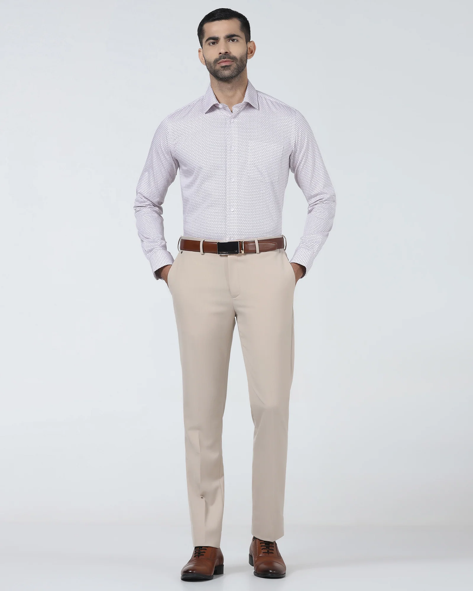 Beige Technowaist Textured Trouser - Alex