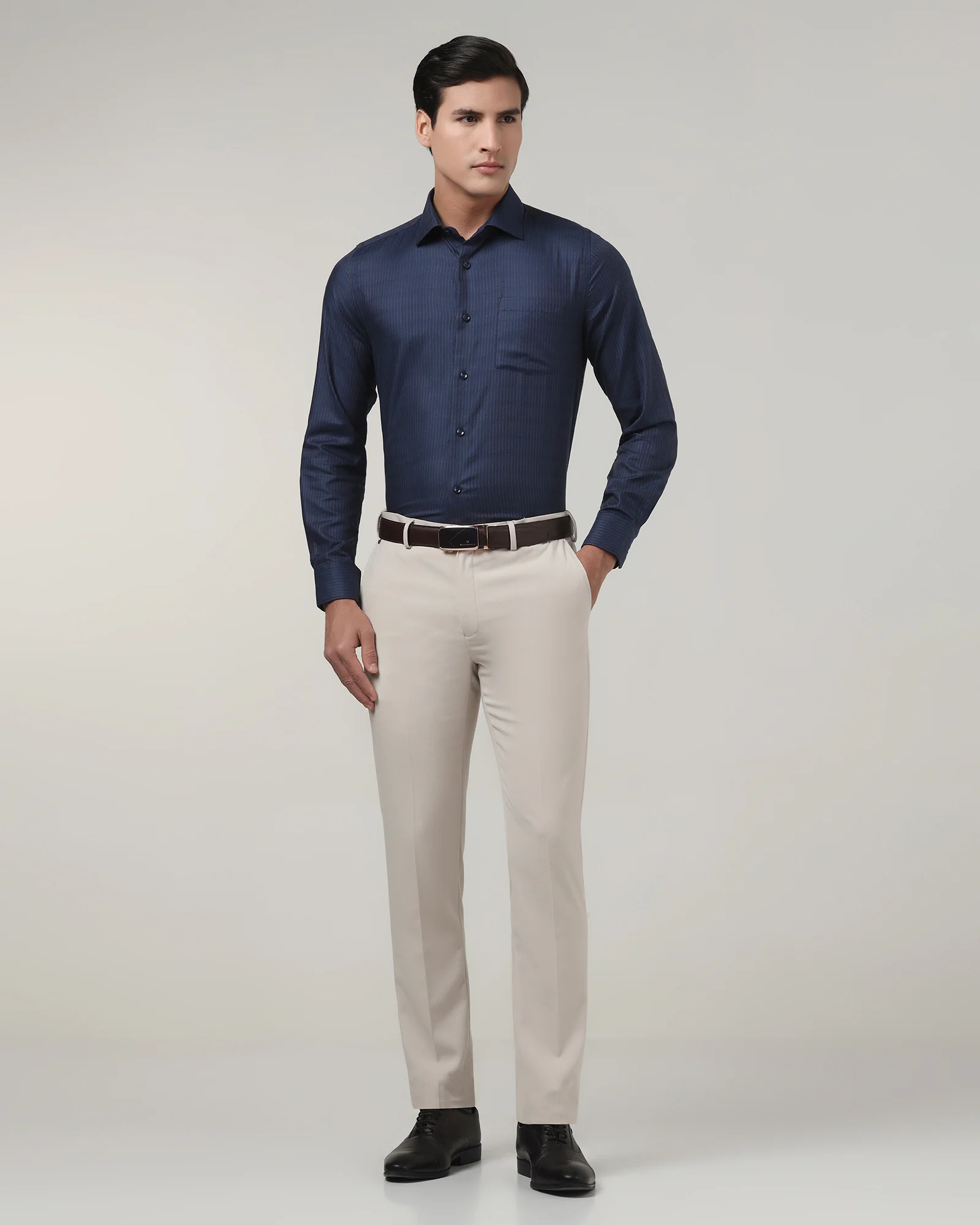 Beige Technowaist Textured Trouser - Billy