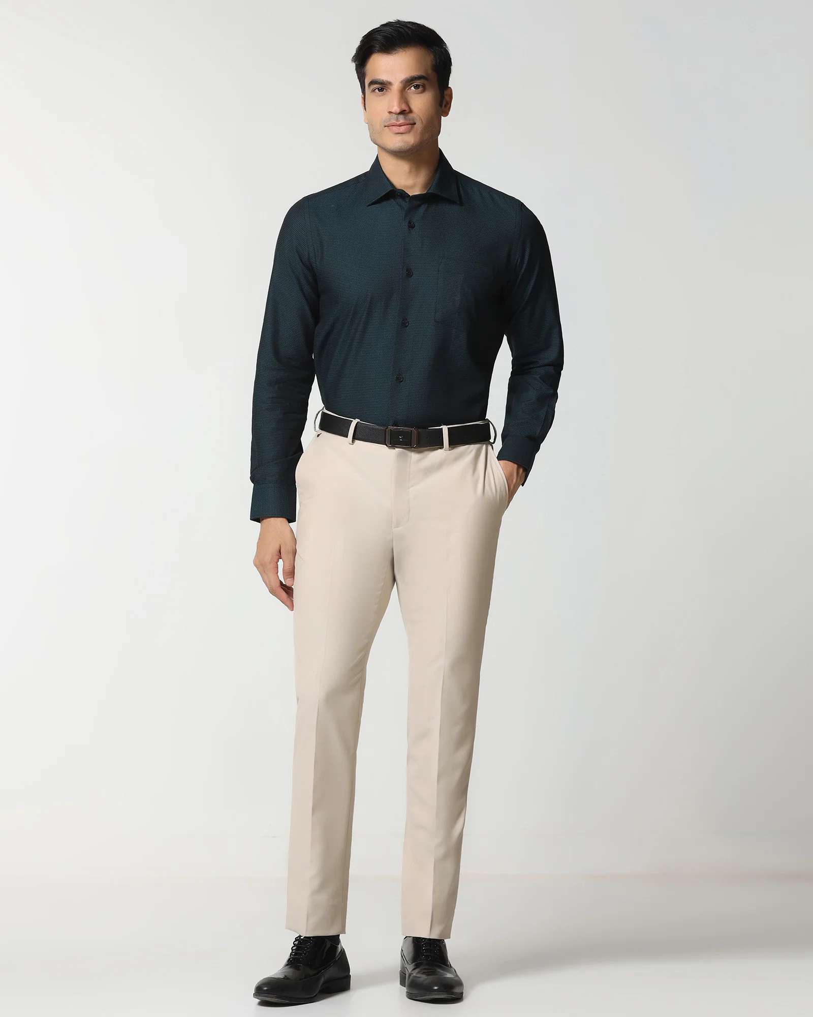 Beige Technowaist Textured Trouser - Smirnoff
