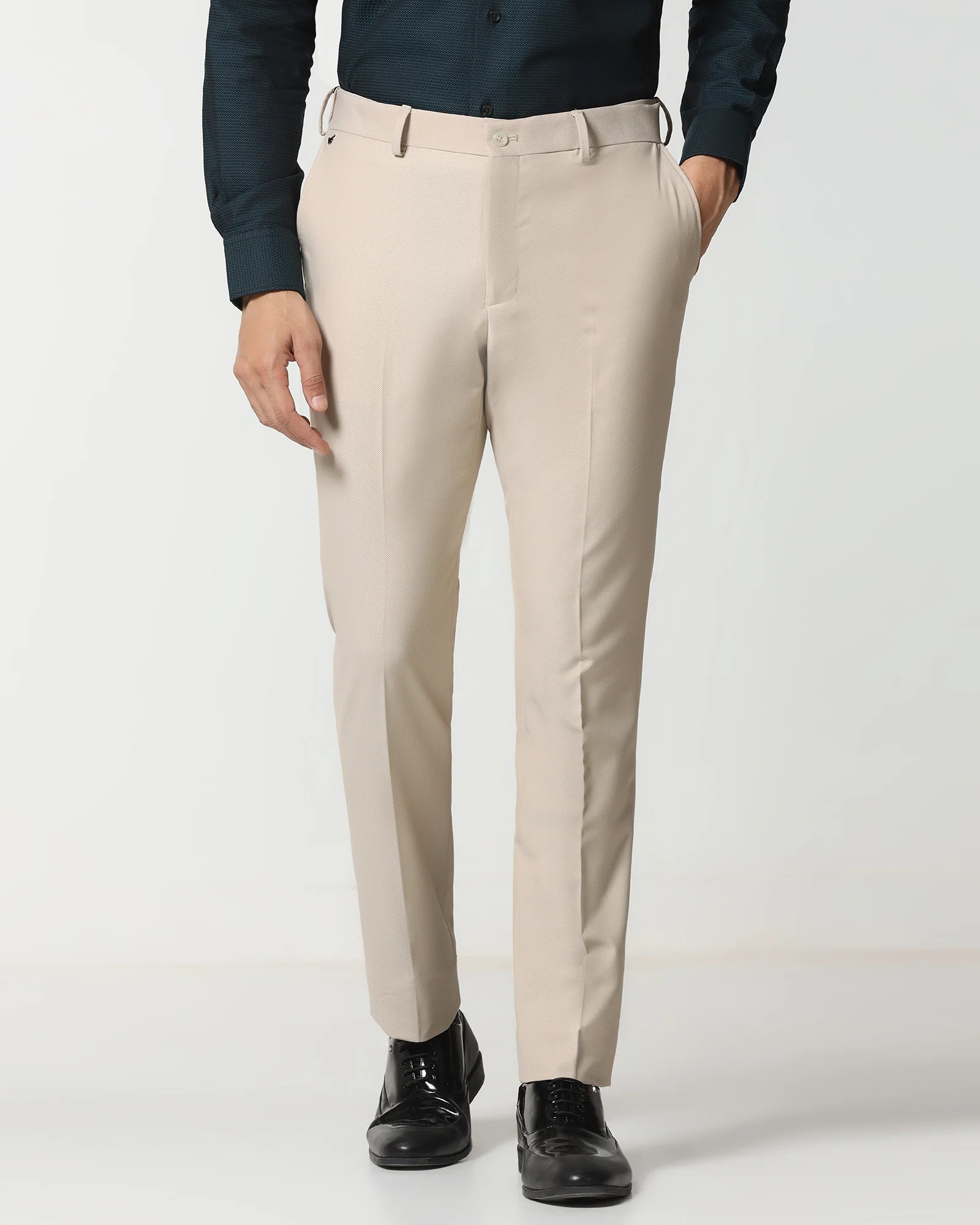 Beige Technowaist Textured Trouser - Smirnoff - Image 3