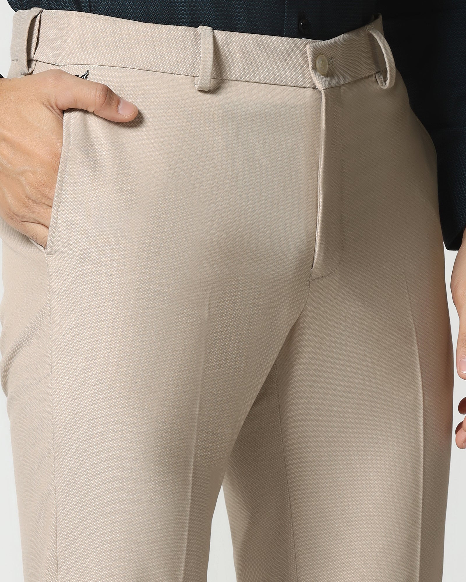 Beige Technowaist Textured Trouser - Smirnoff - Image 4
