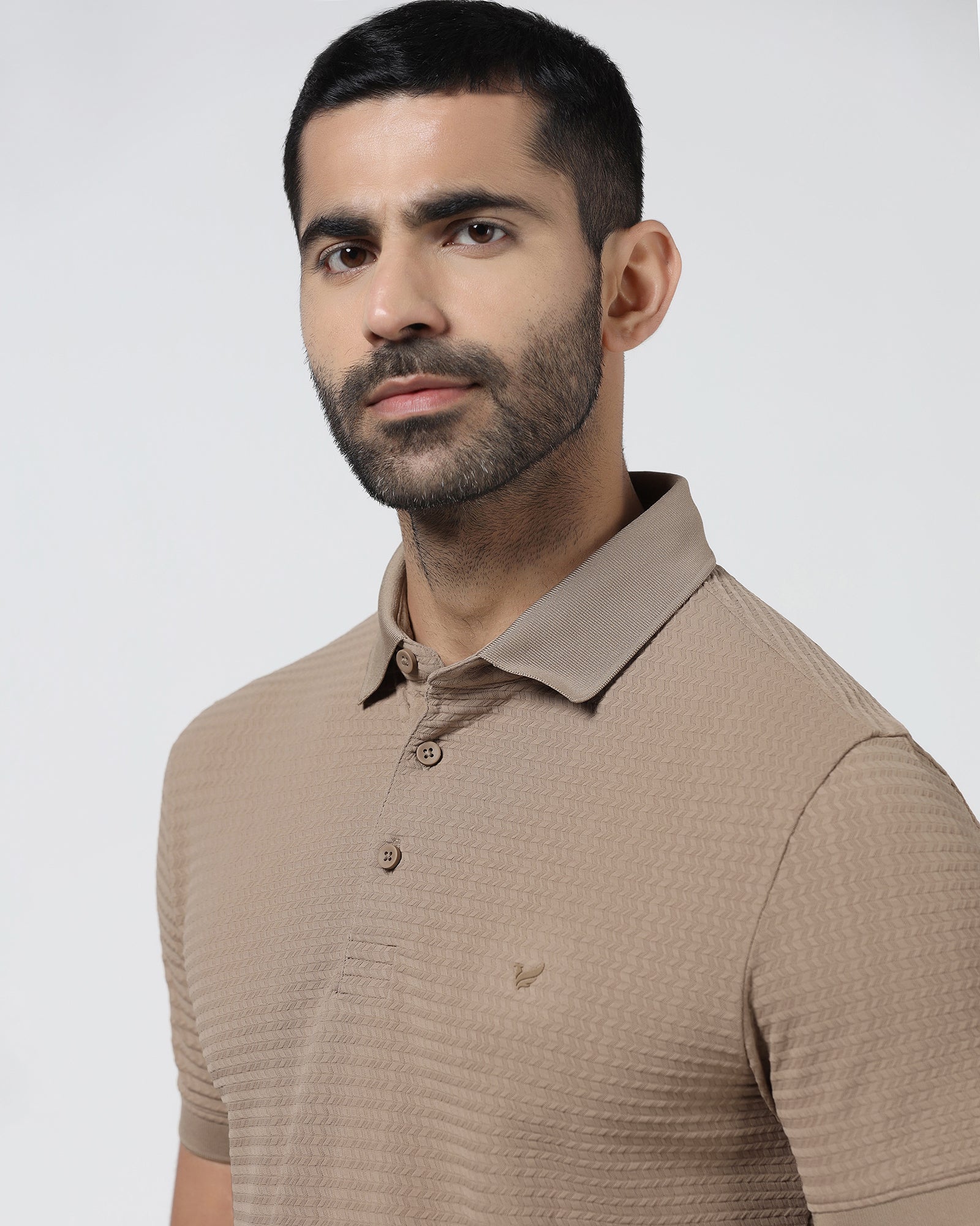 Beige TechPro Jacquard Polo - Holt - Image 4