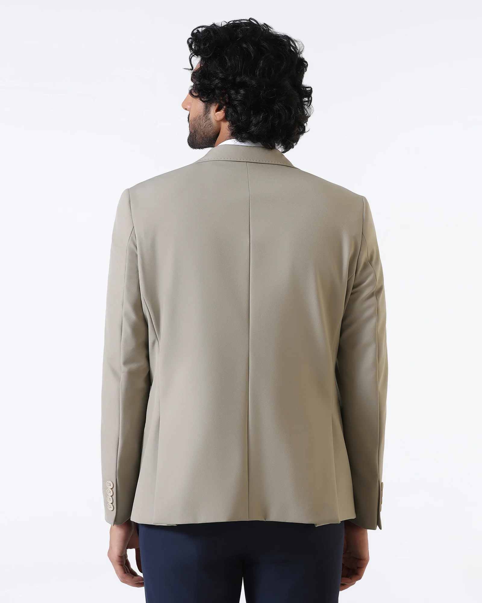 Beige TechPro Solid Blazer - Ron - Image 2