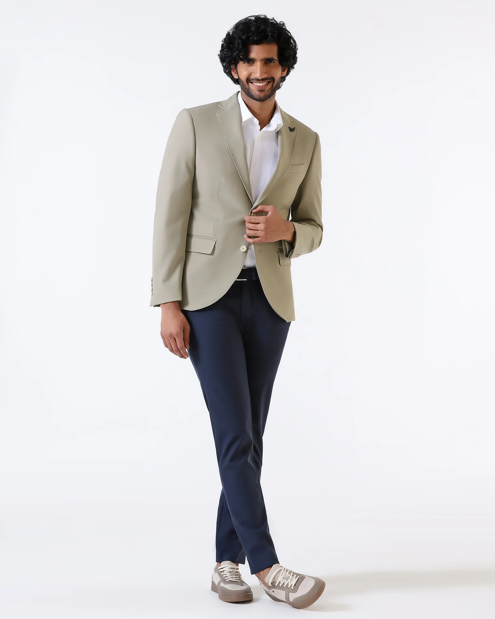 Beige TechPro Solid Blazer - Ron - Image 3