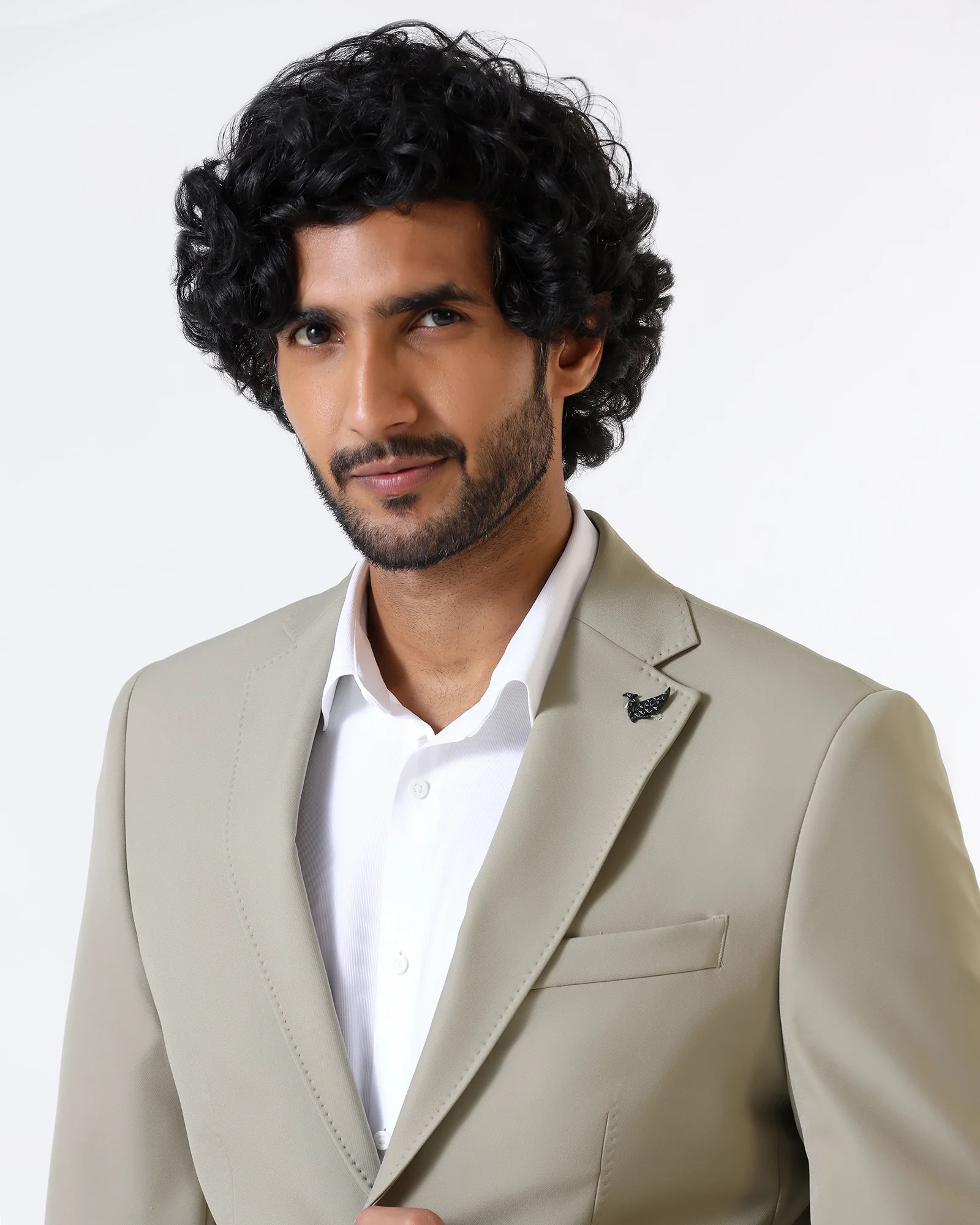 Beige TechPro Solid Blazer - Ron - Image 4
