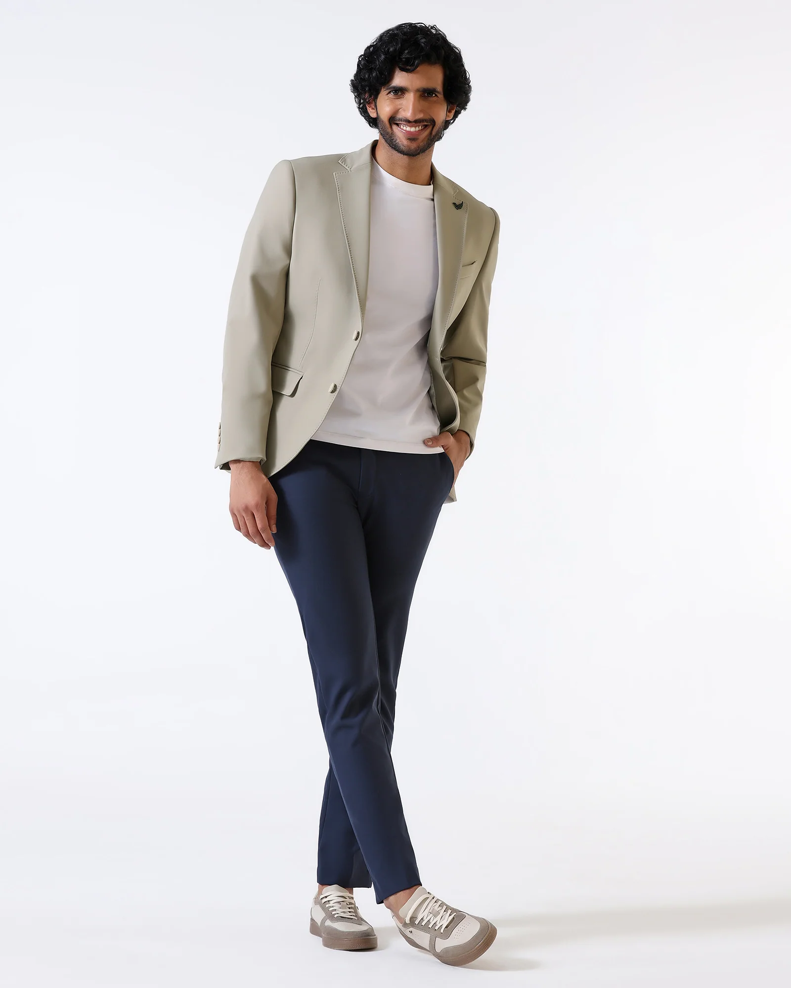 Beige TechPro Solid Blazer - Ron - Image 7