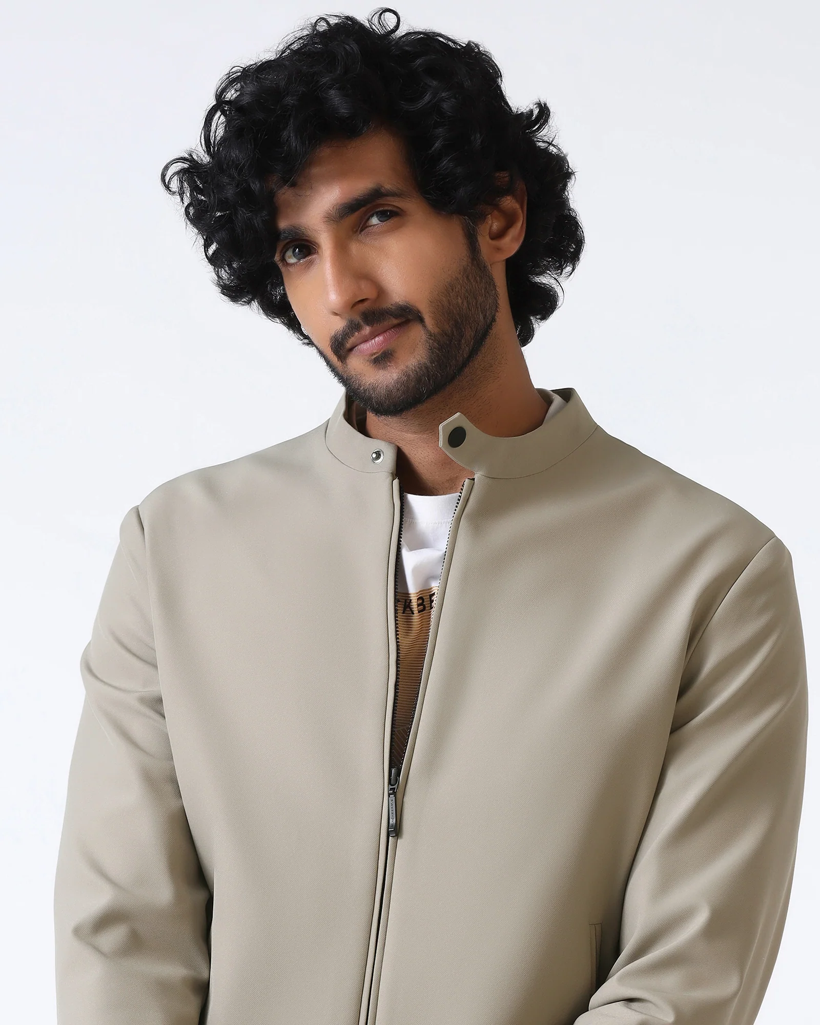 Beige TechPro Solid Zipper Jacket - Samsara - Image 4