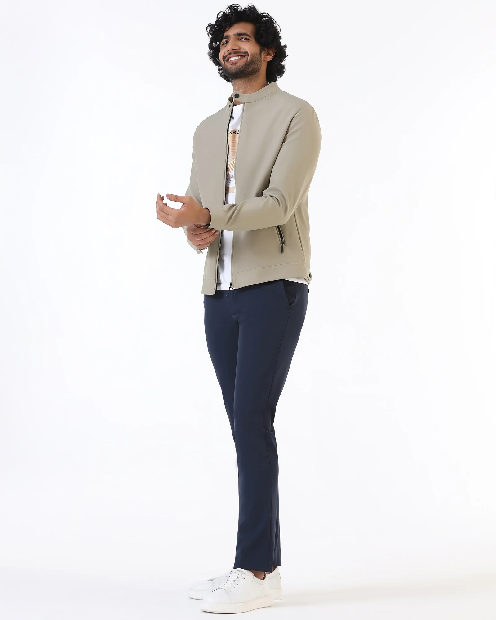 Beige TechPro Solid Zipper Jacket - Samsara - Image 6
