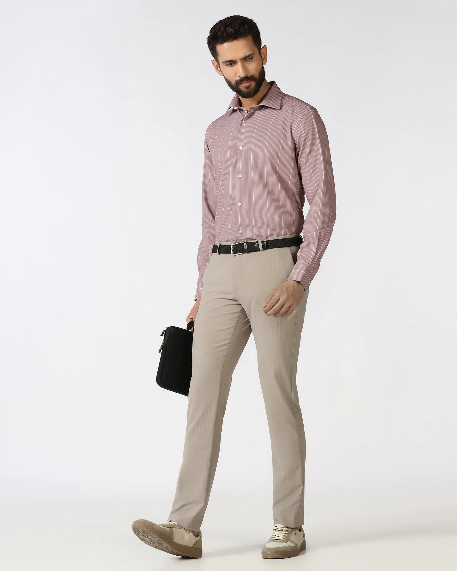 Beige TechPro Stripe Trouser - Brut - Image 5