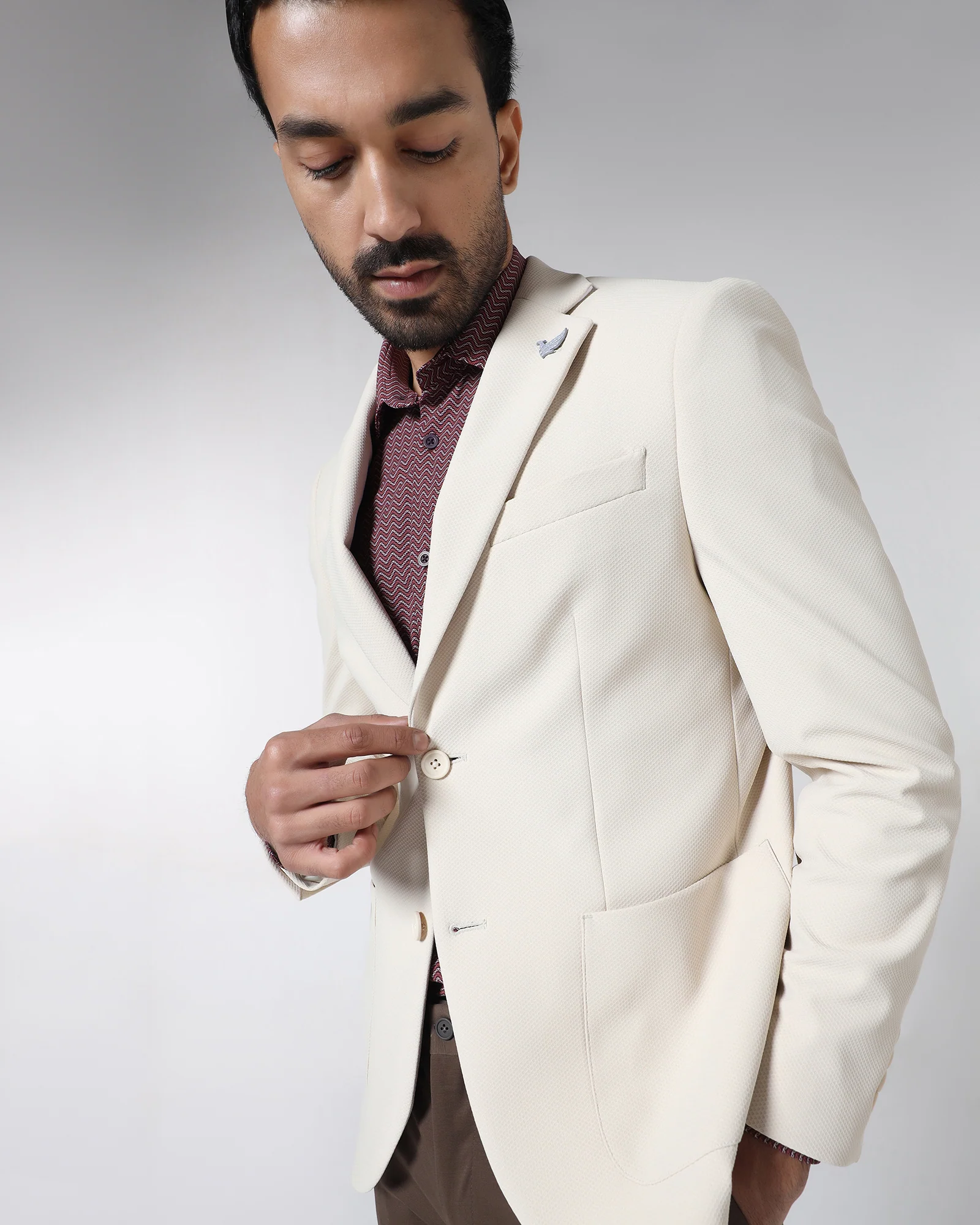 Beige TechPro Textured Blazer - Rodrygo - Image 7