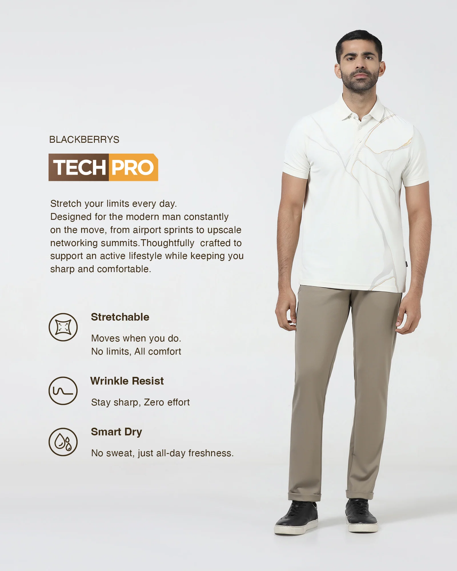 Beige TechPro Textured Trouser - Meteor - Image 3