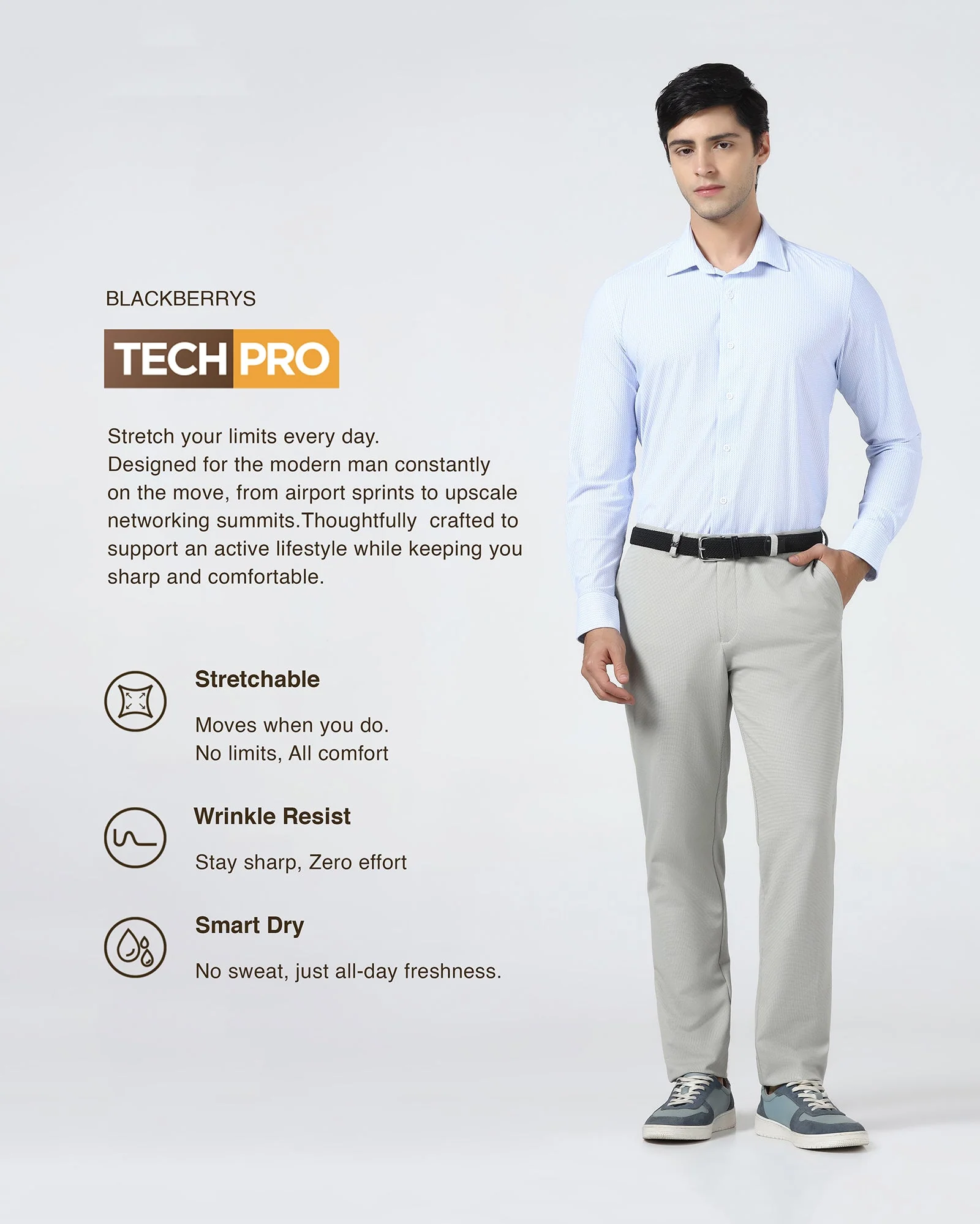 Beige TechPro Textured Trouser - Wayne - Image 3