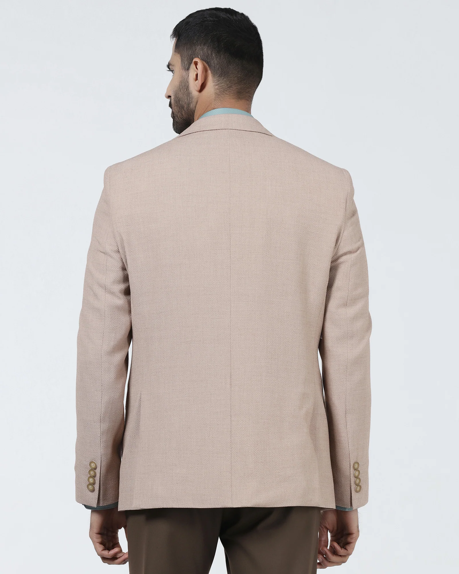 Beige Textured Blazer - Adams - Image 2