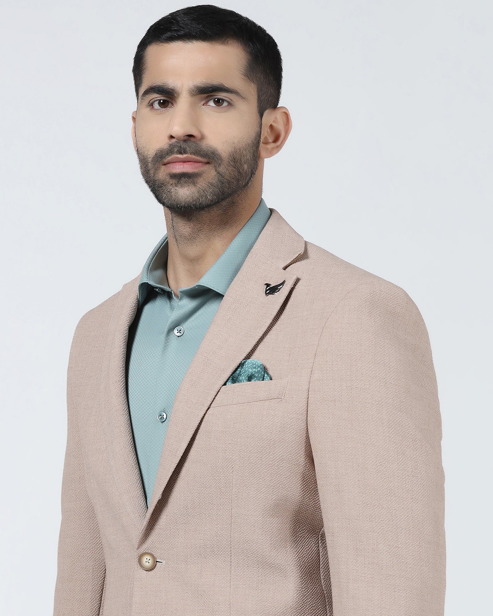 Beige Textured Blazer - Adams - Image 4