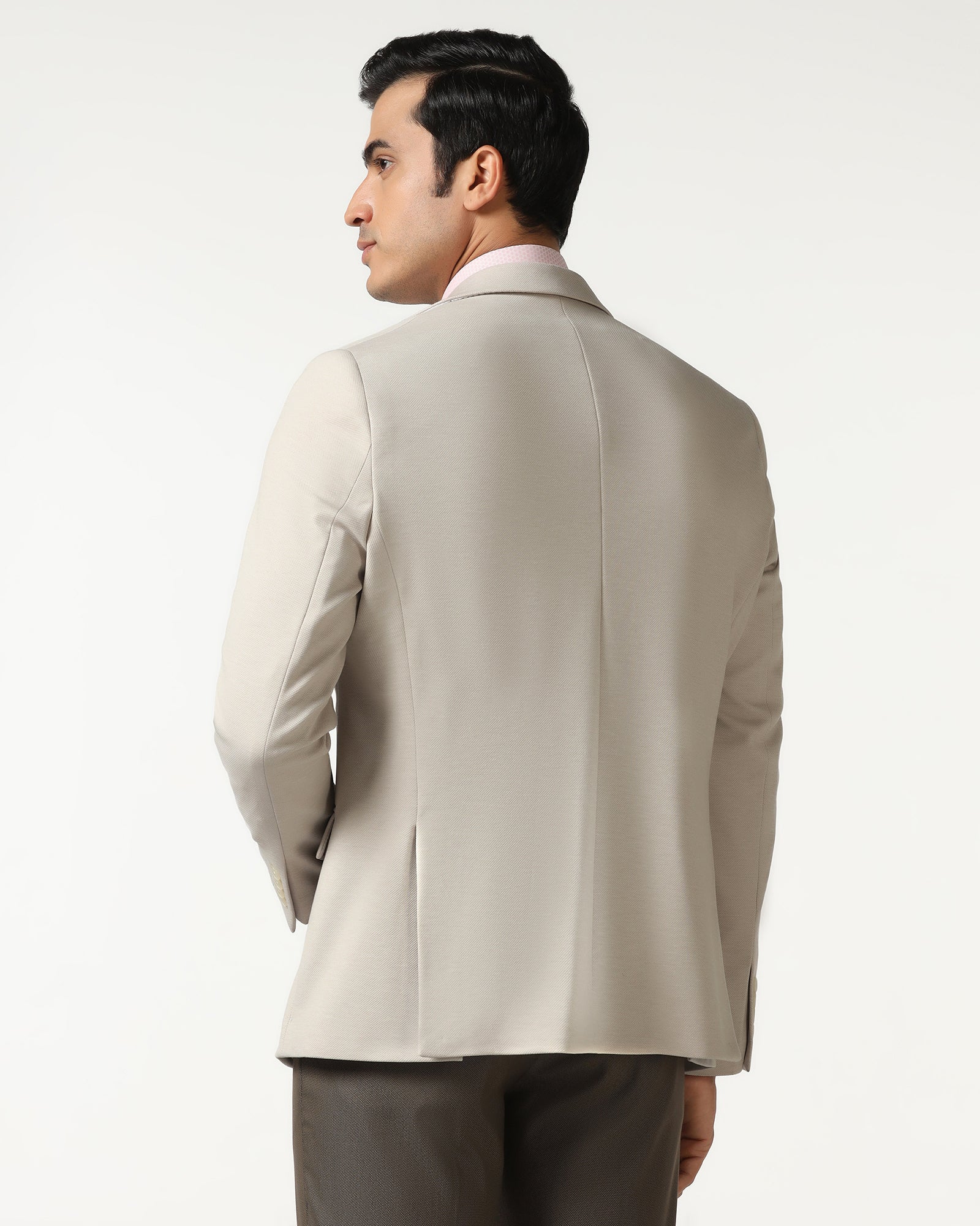 Beige Textured Blazer - Walker - Image 2