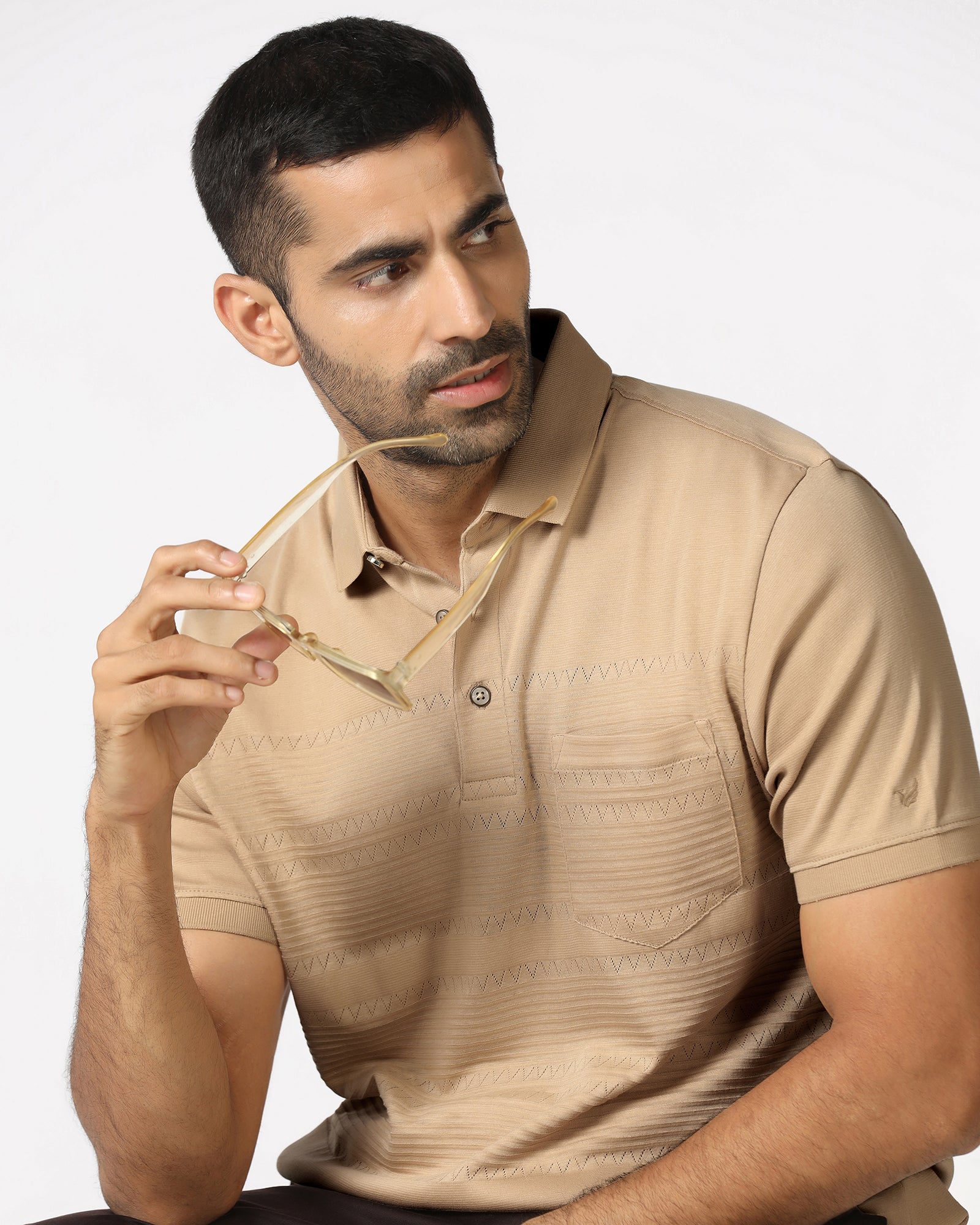 Beige Textured Polo - Jap - Image 7