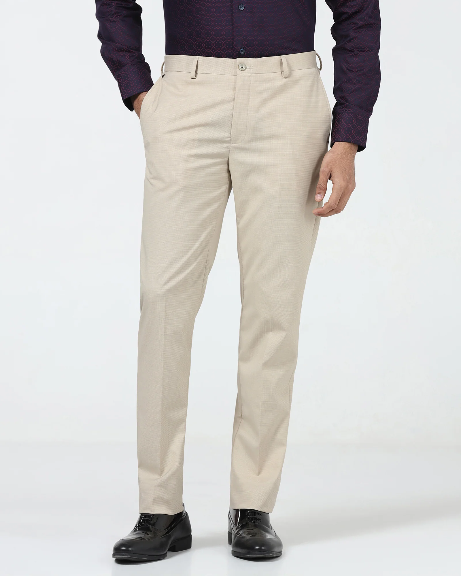 Beige Textured Trouser - Bernardo - Image 3