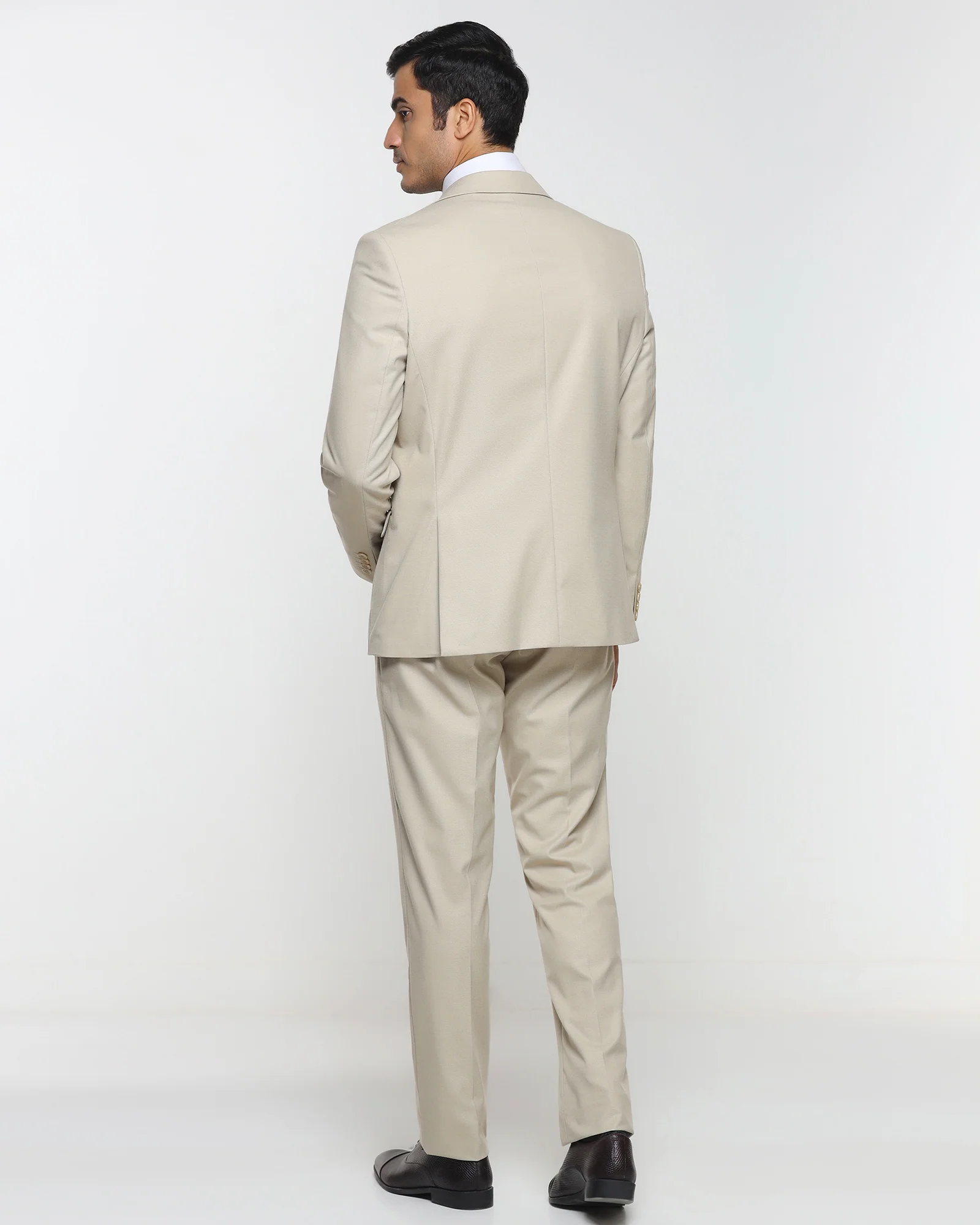 Beige Two Piece Textured Suit - Brim - Image 2