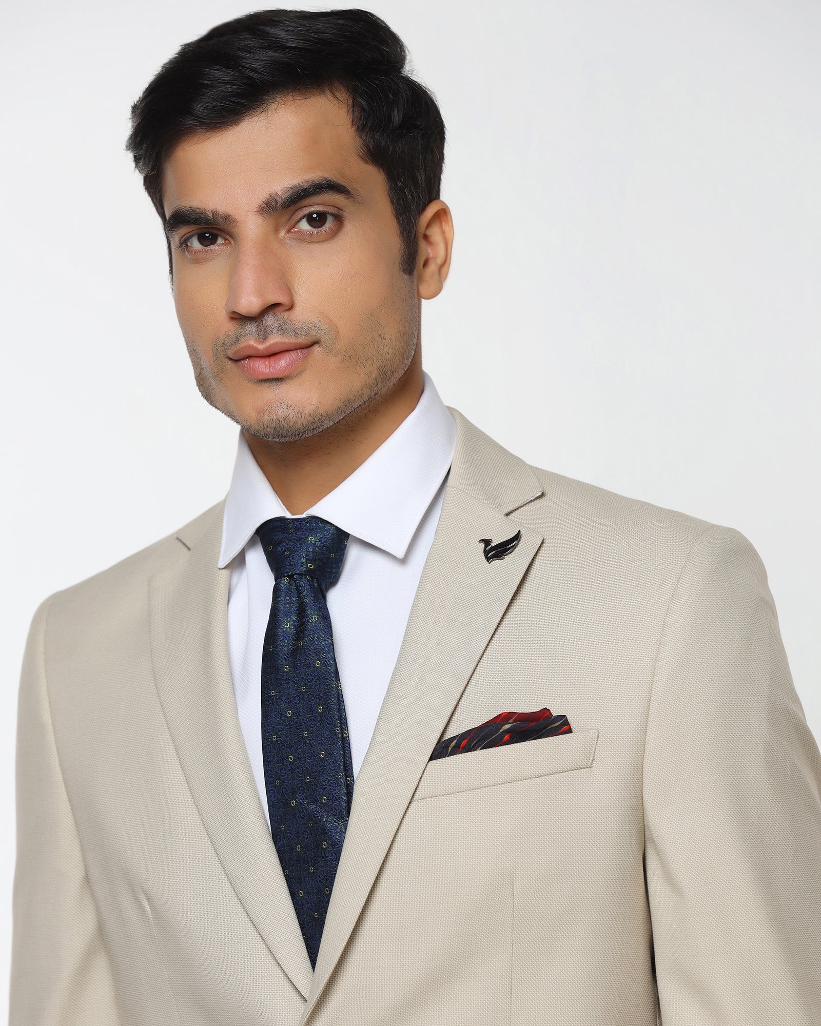 Beige Two Piece Textured Suit - Brim - Image 4