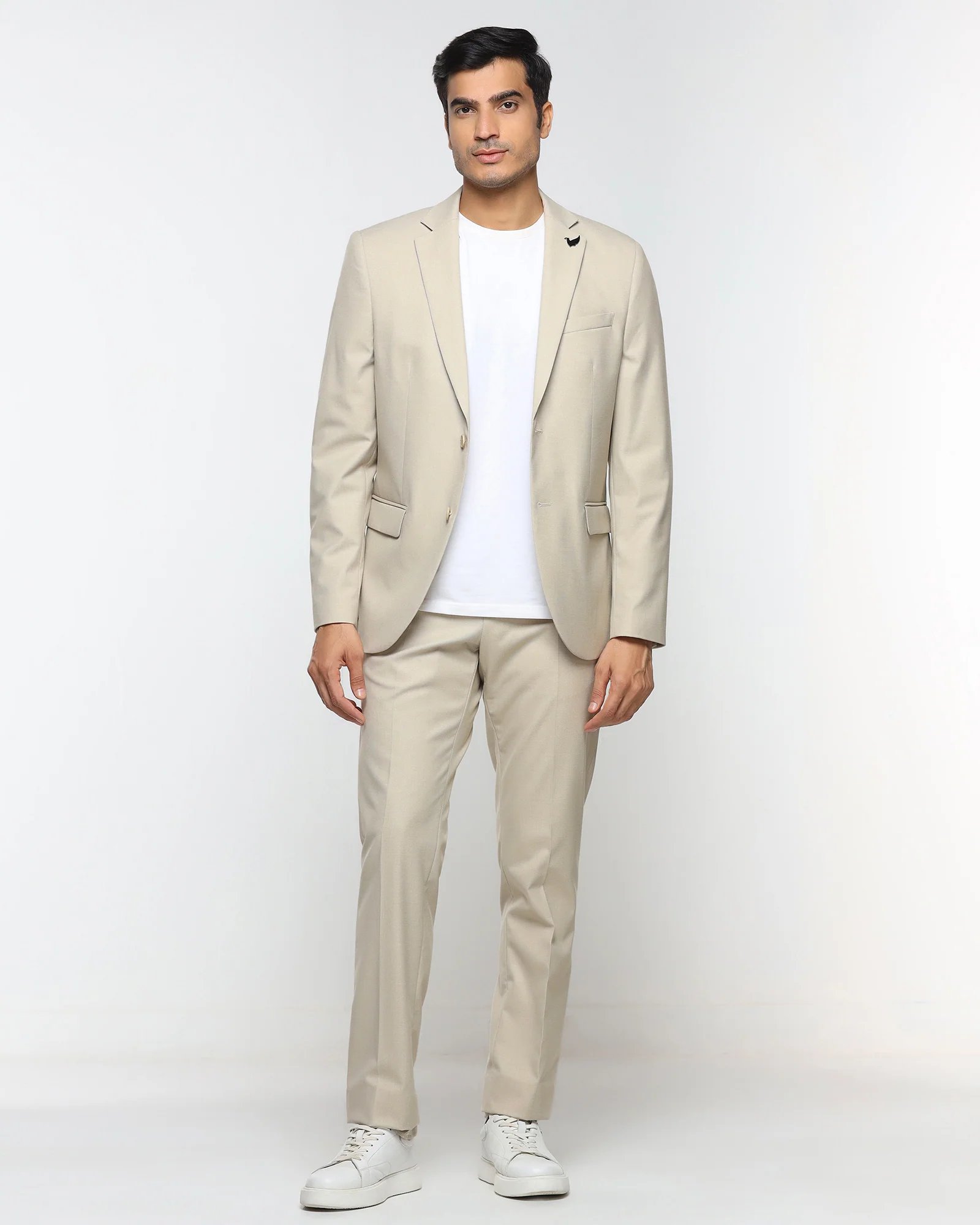 Beige Two Piece Textured Suit - Brim - Image 6