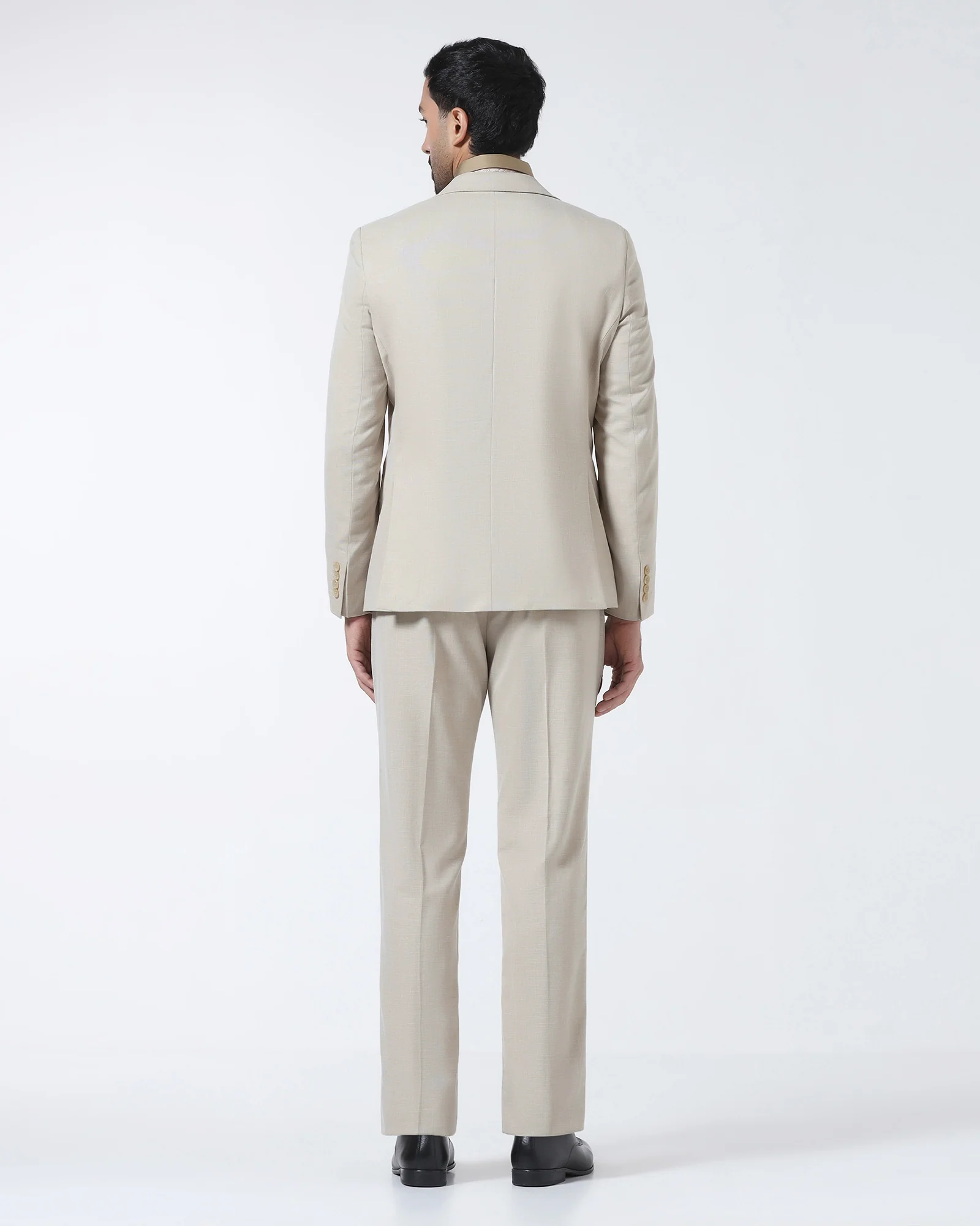 Beige Two Piece Textured Suit - Rex - Image 2