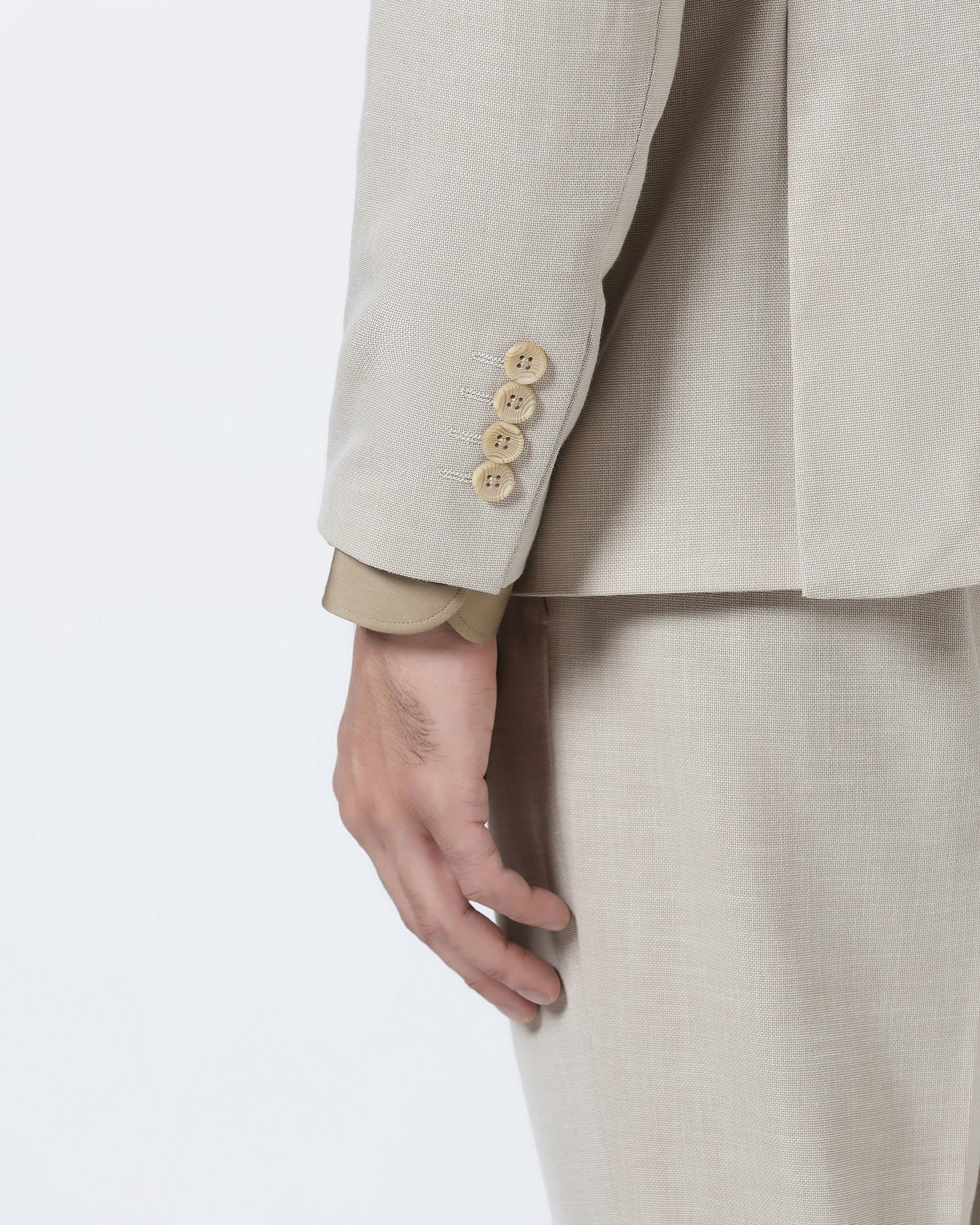 Beige Two Piece Textured Suit - Rex - Image 5