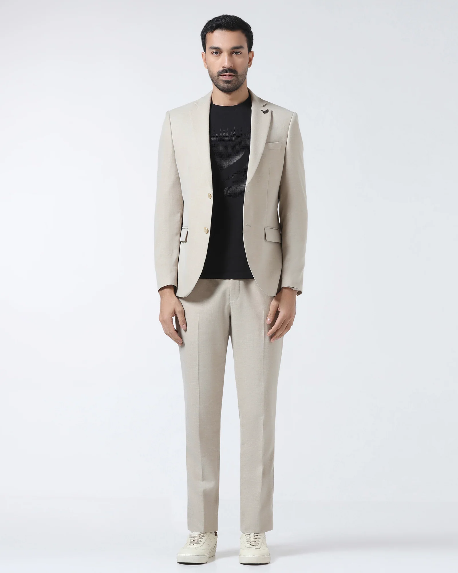 Beige Two Piece Textured Suit - Rex - Image 6