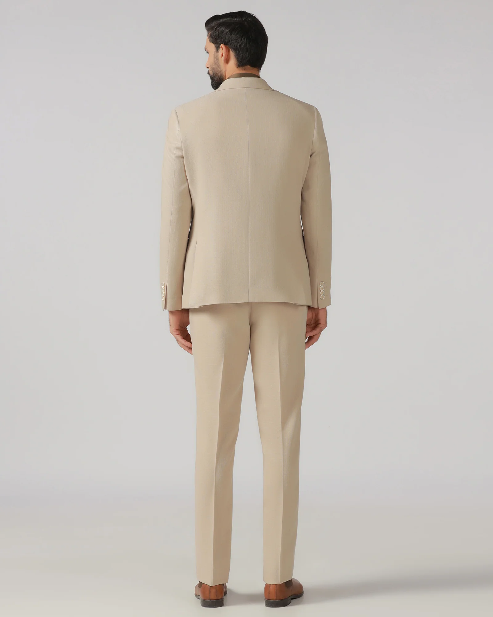 Beige Three Piece Textured Suit - Rotex - Image 2