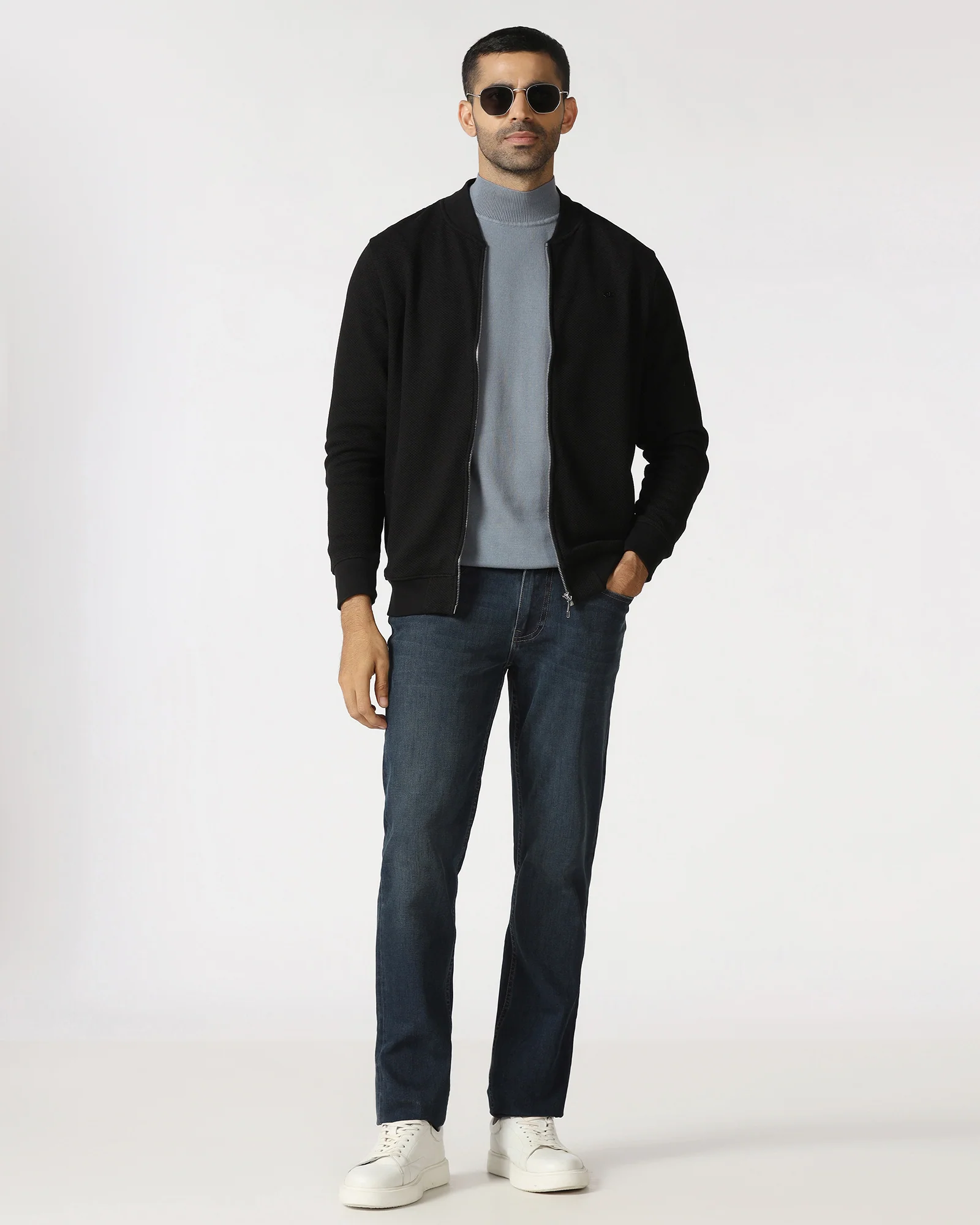Black Bomber Neck Textured Sweatshirt - Triumph - Image 6