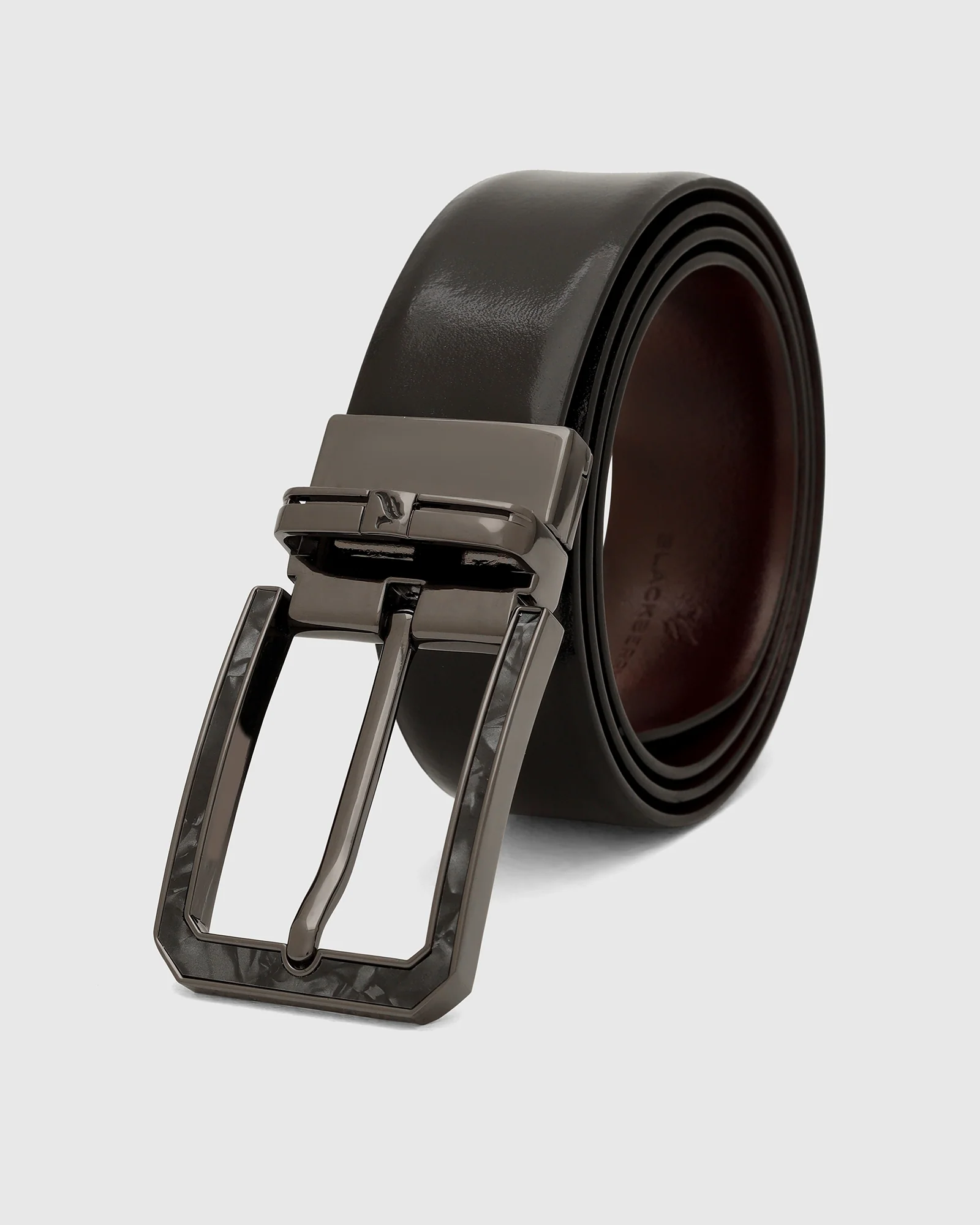 Leather Revesible Black & Burgandy Solid Belt - Washington - Image 4