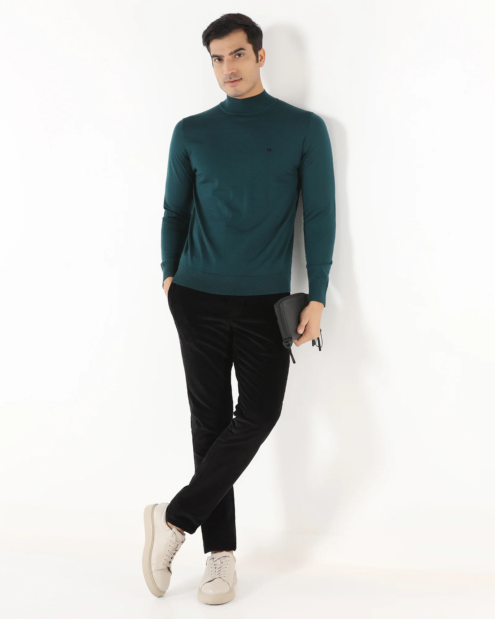 Black Corduroy Solid Khakis - Gerone - Image 5
