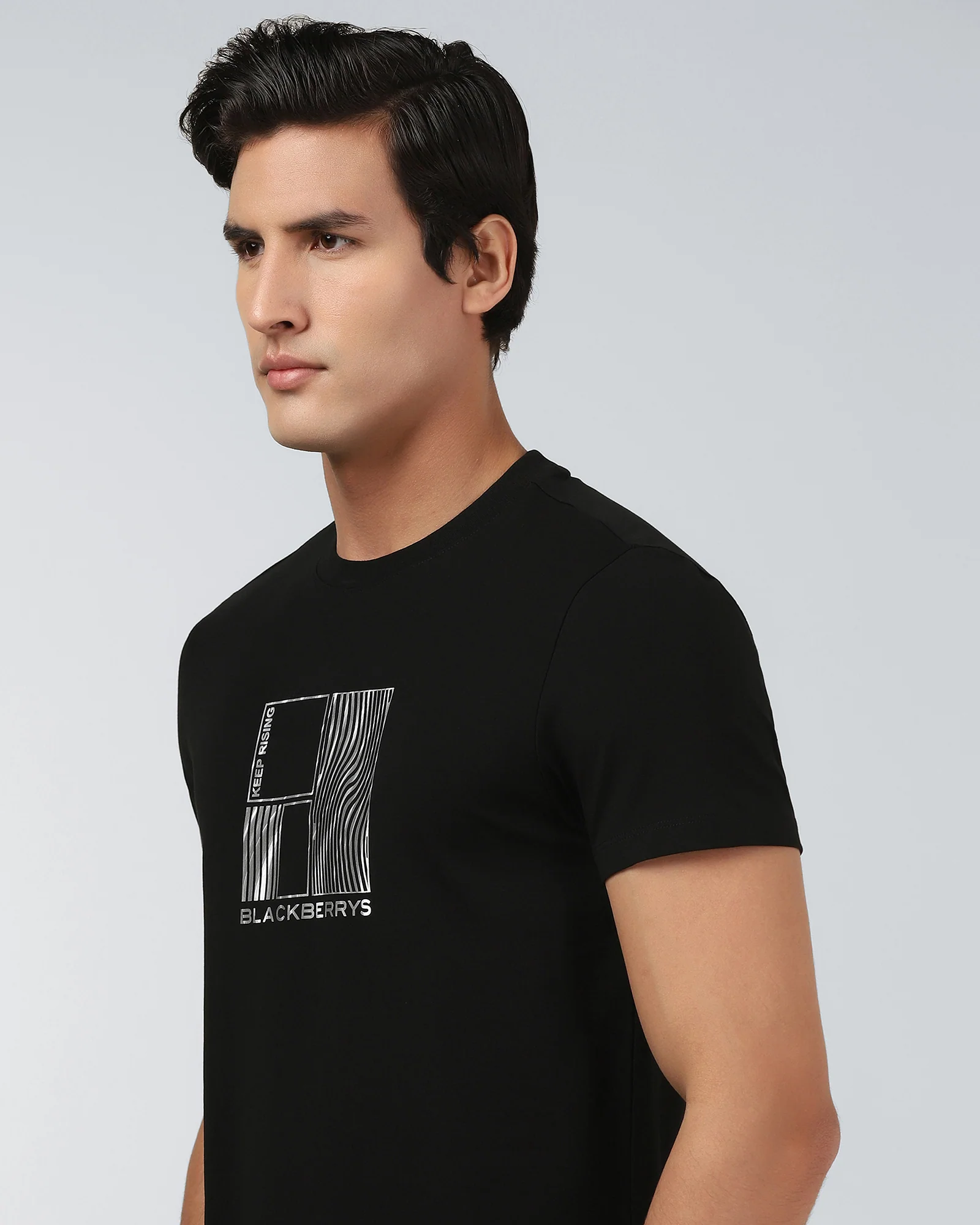 Black Crew Neck Printed T-Shirt - Sybill - Image 4