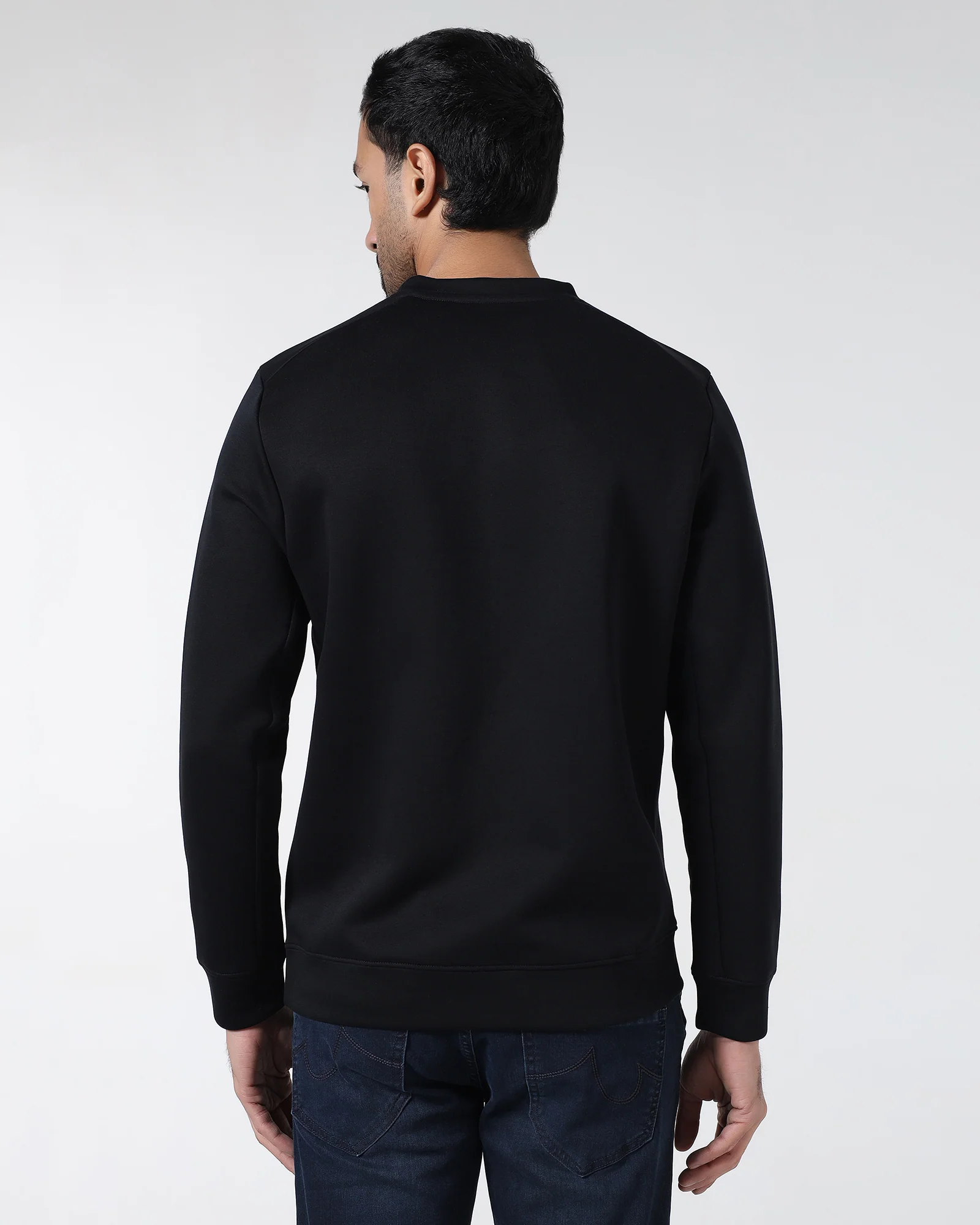 Black Crew Neck Solid Sweatshirt - Rio - Image 2
