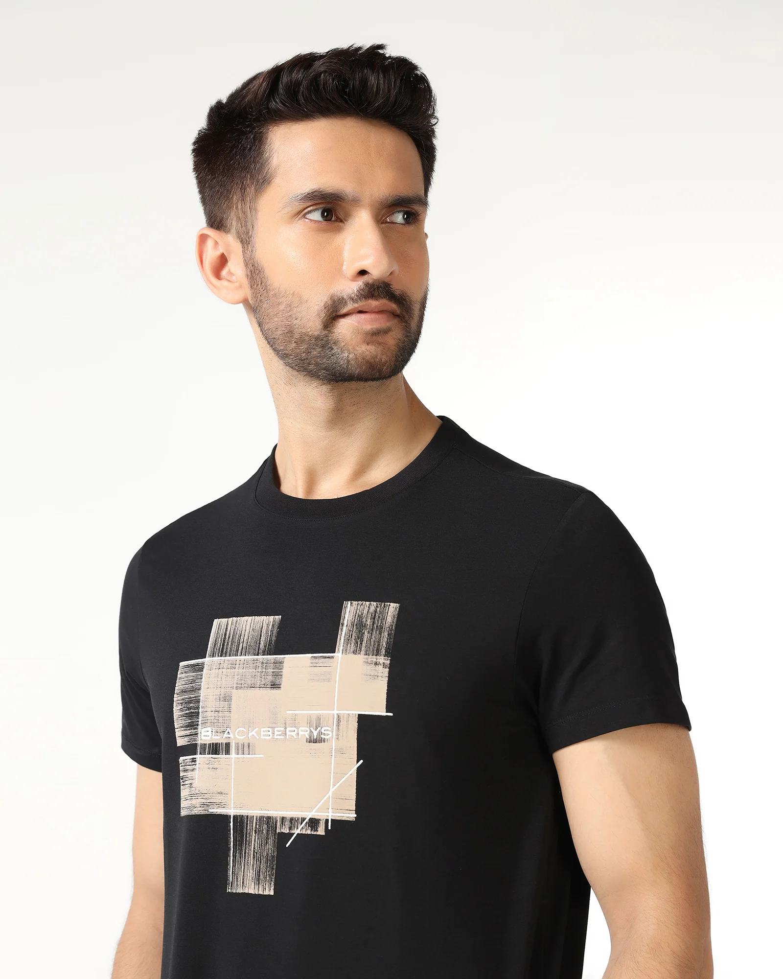 Black Crew Neck Solid T-Shirt - Rust - Image 4