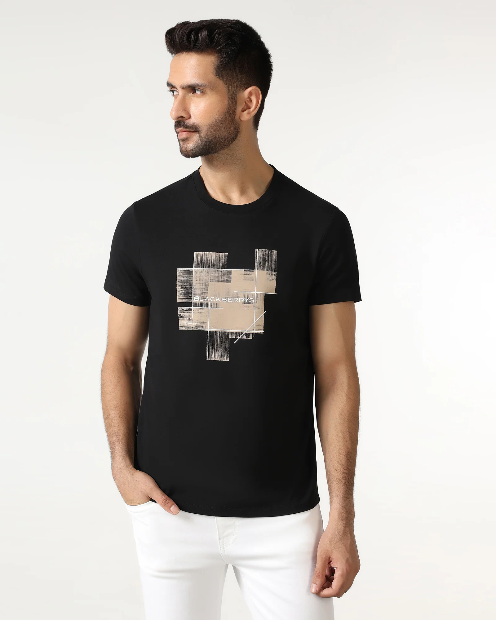 Black Crew Neck Solid T-Shirt - Rust - Image 8