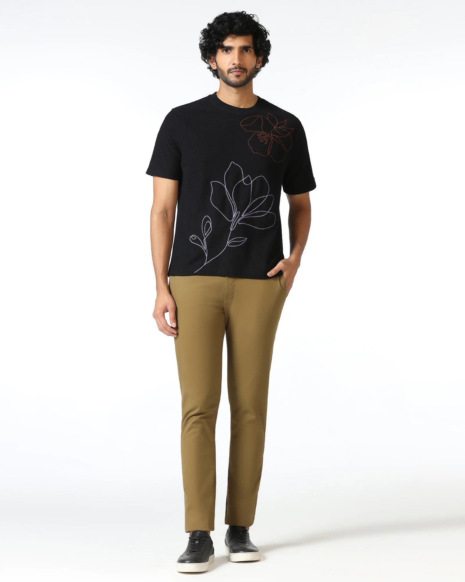 Black Relaxed Fit Printed T-Shirt - Abio - Image 3