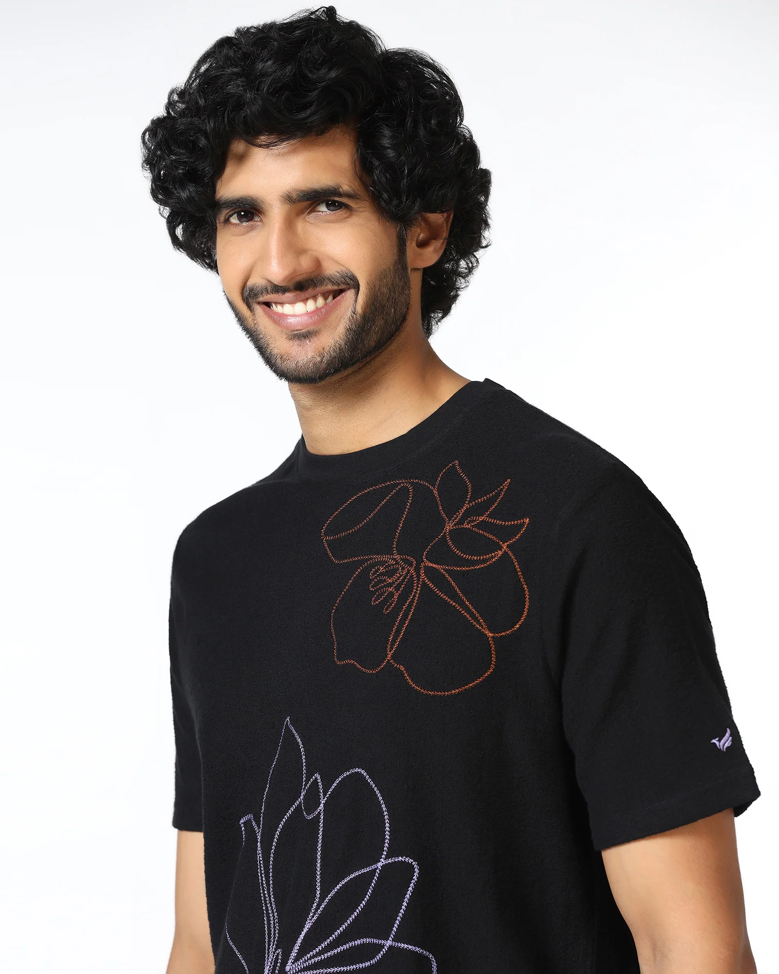 Black Relaxed Fit Printed T-Shirt - Abio - Image 4
