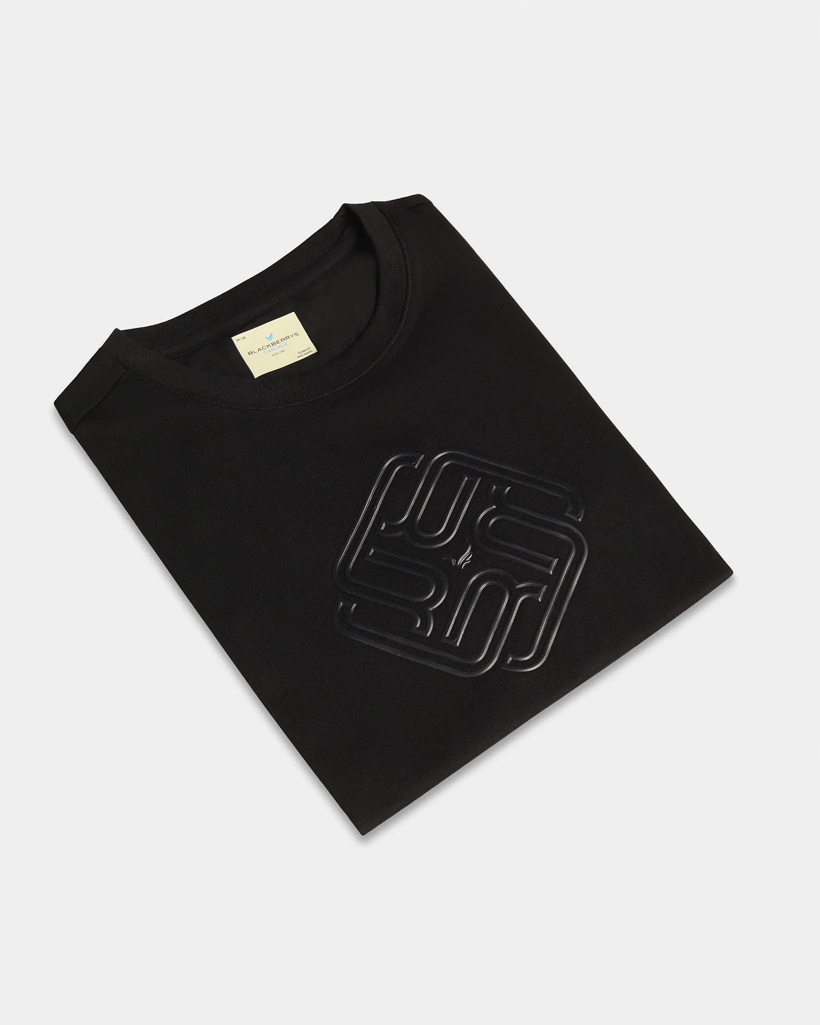Black Crew Neck Textured T-Shirt - Crown - Image 5