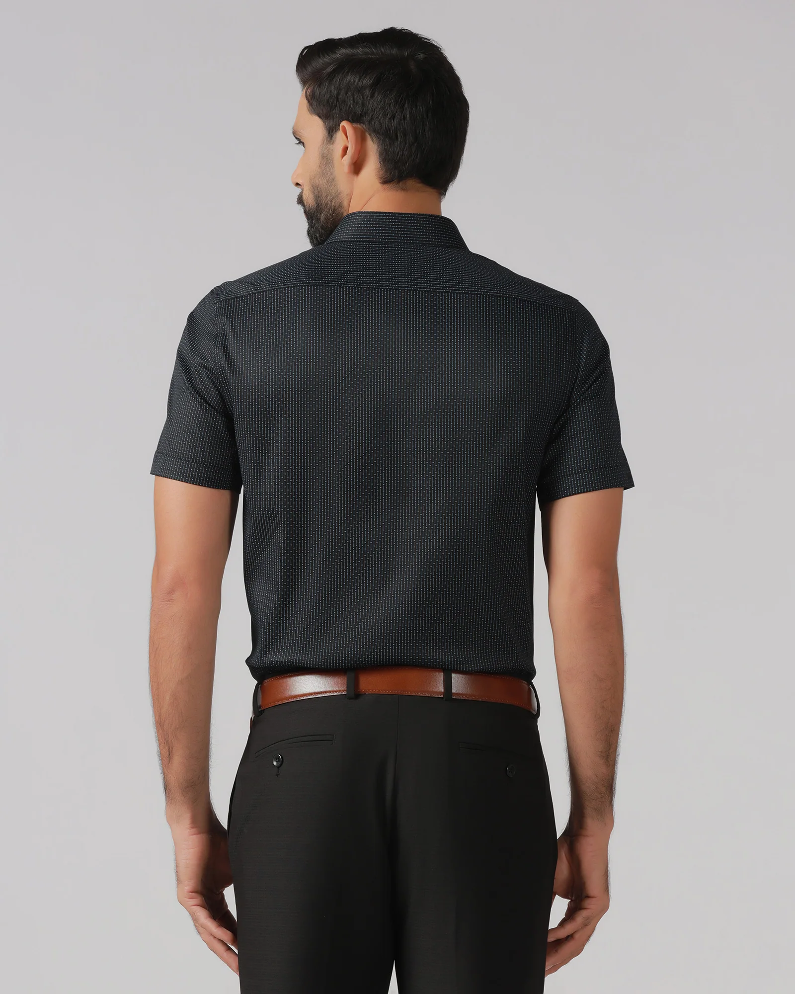 Black Half Sleeve Unwrinkle Printed Shirt - Radiant - Image 2