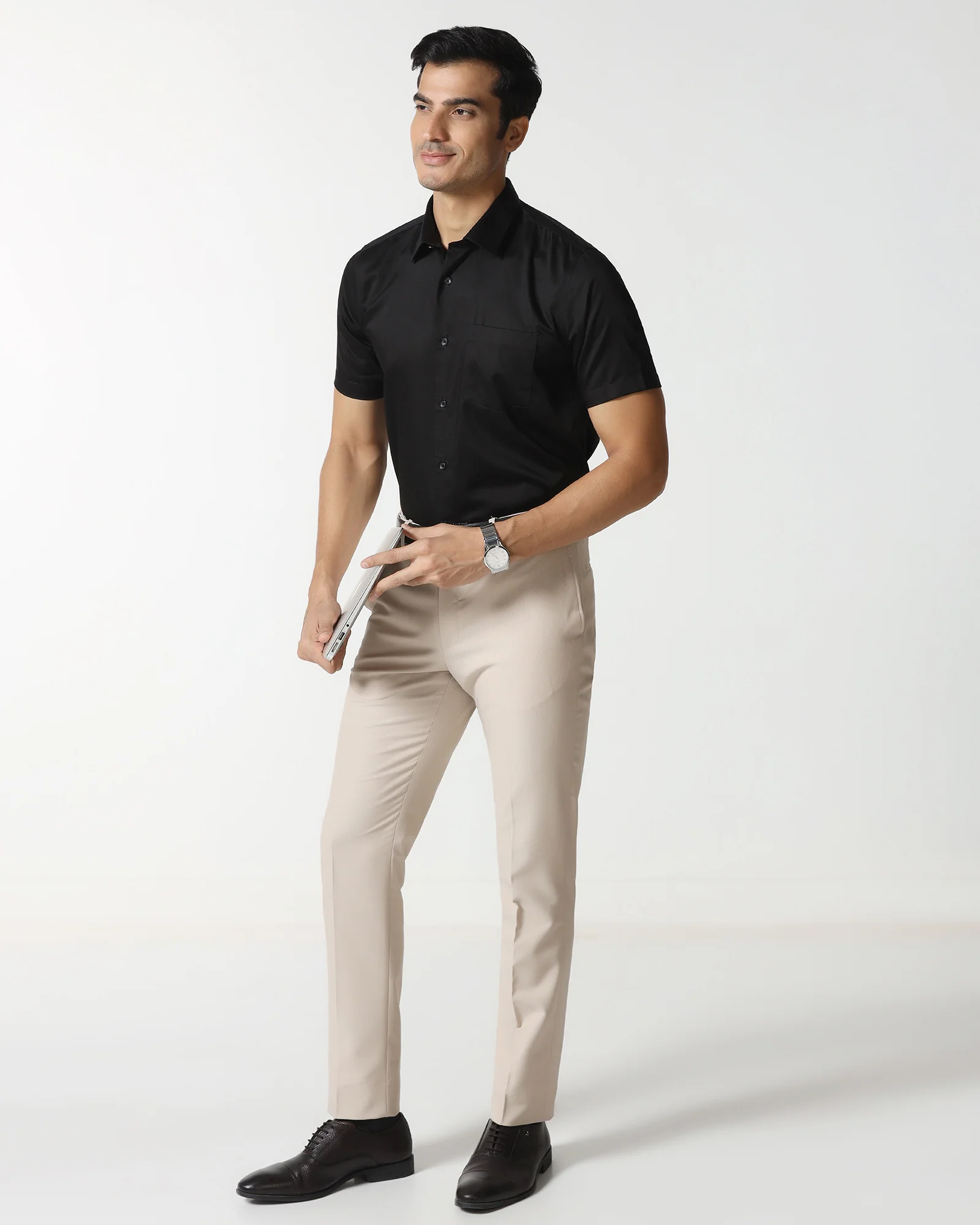 Black Half Sleeve Solid Shirt - Dawn - Image 8