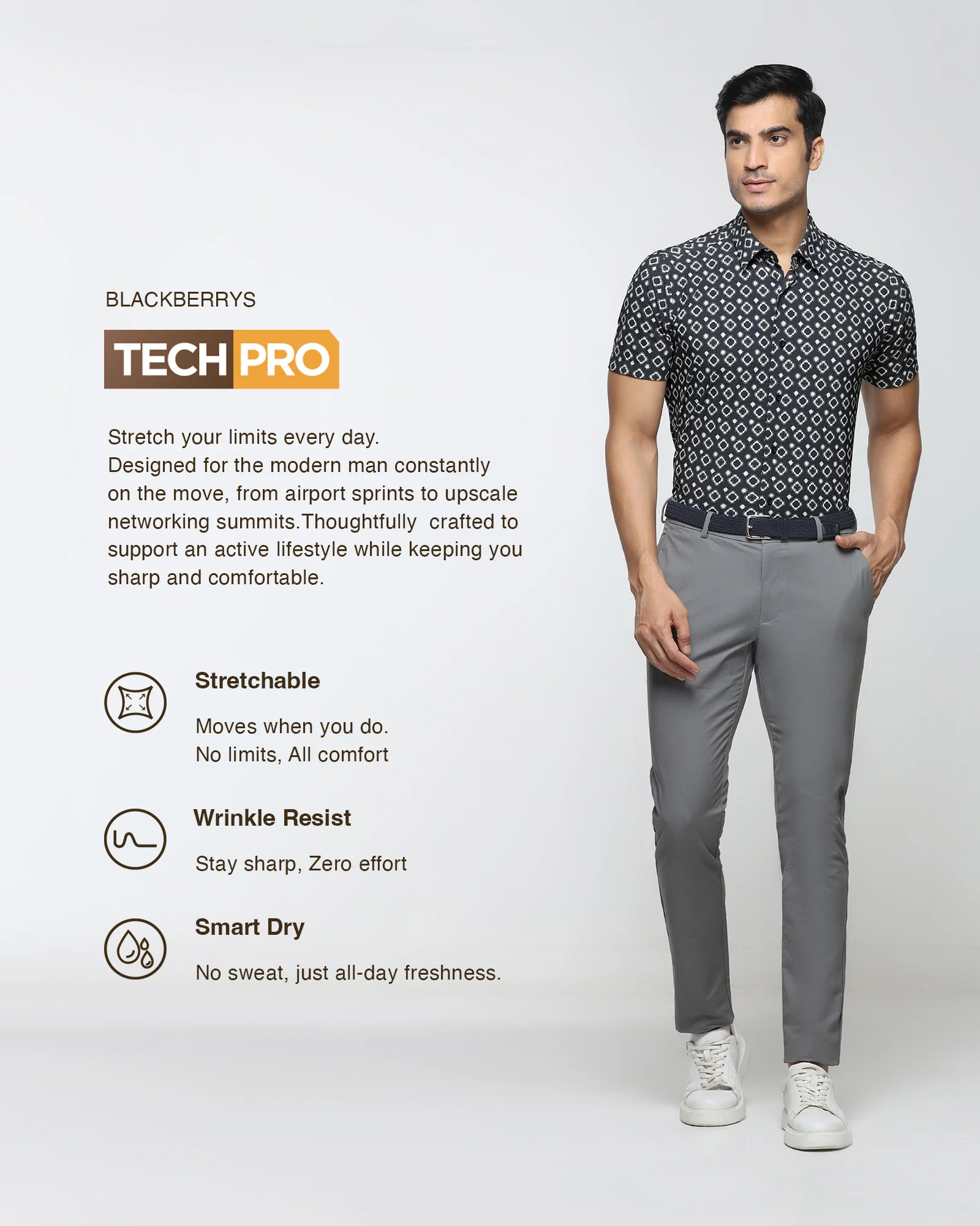 Black Half Sleeve TechPro Printed Shirt - Ronnel - Image 5