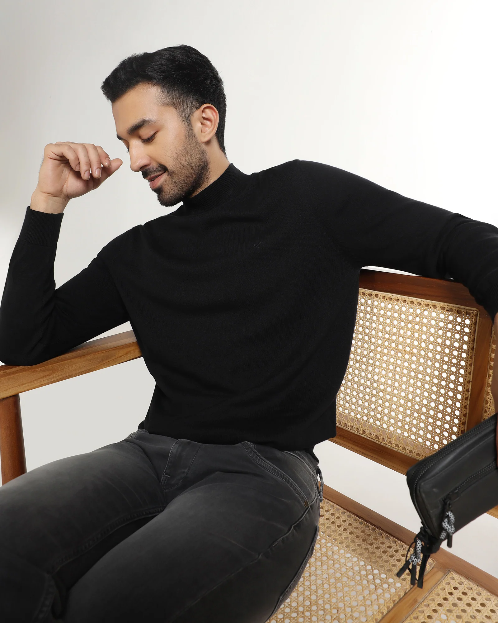 Black High Neck Solid Sweater - Pop - Image 6