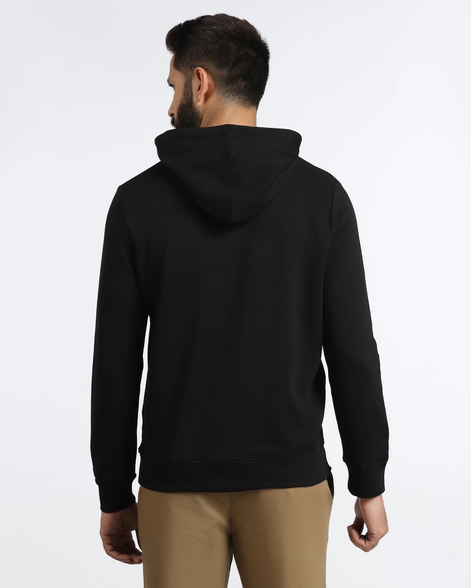 Black Hoodie Solid Sweatshirt - Yen - Image 2