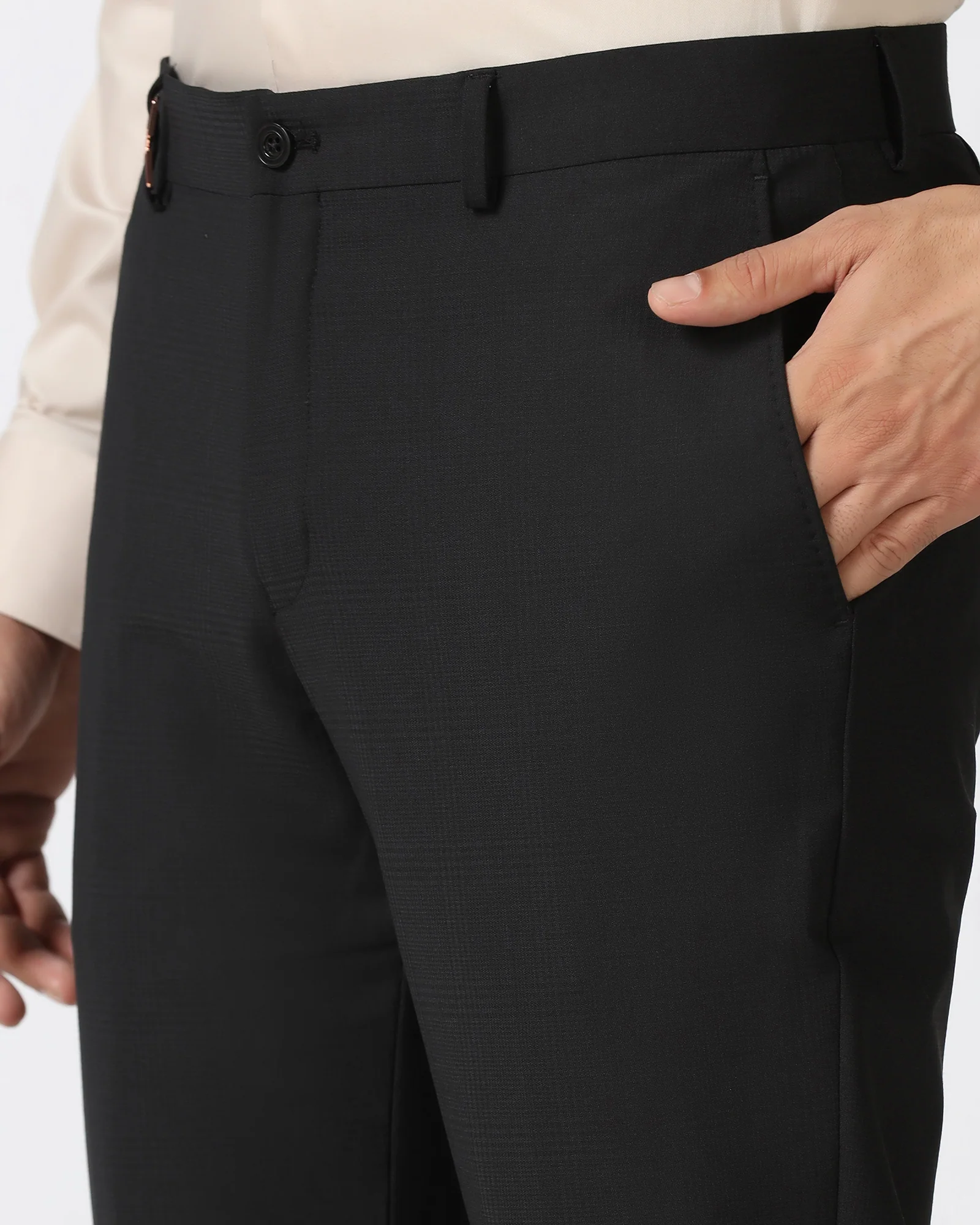 Black Luxe Check Trouser - Portwine - Image 4