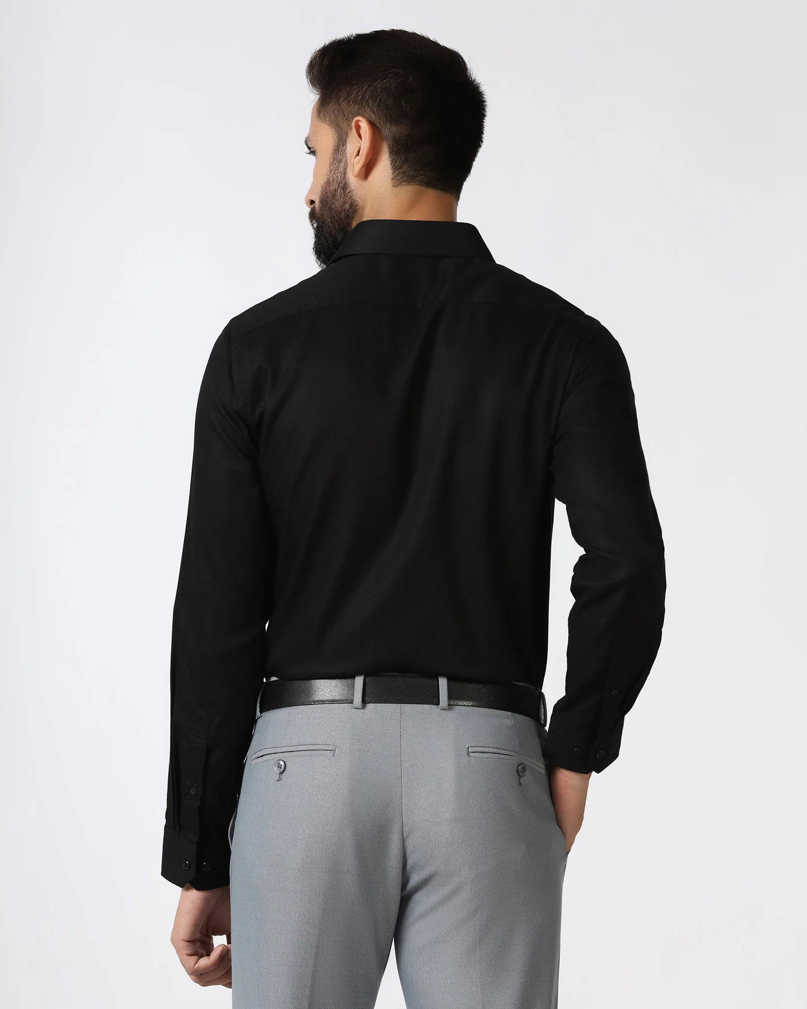 Black Non Iron Textured Shirt - Destine - Image 2