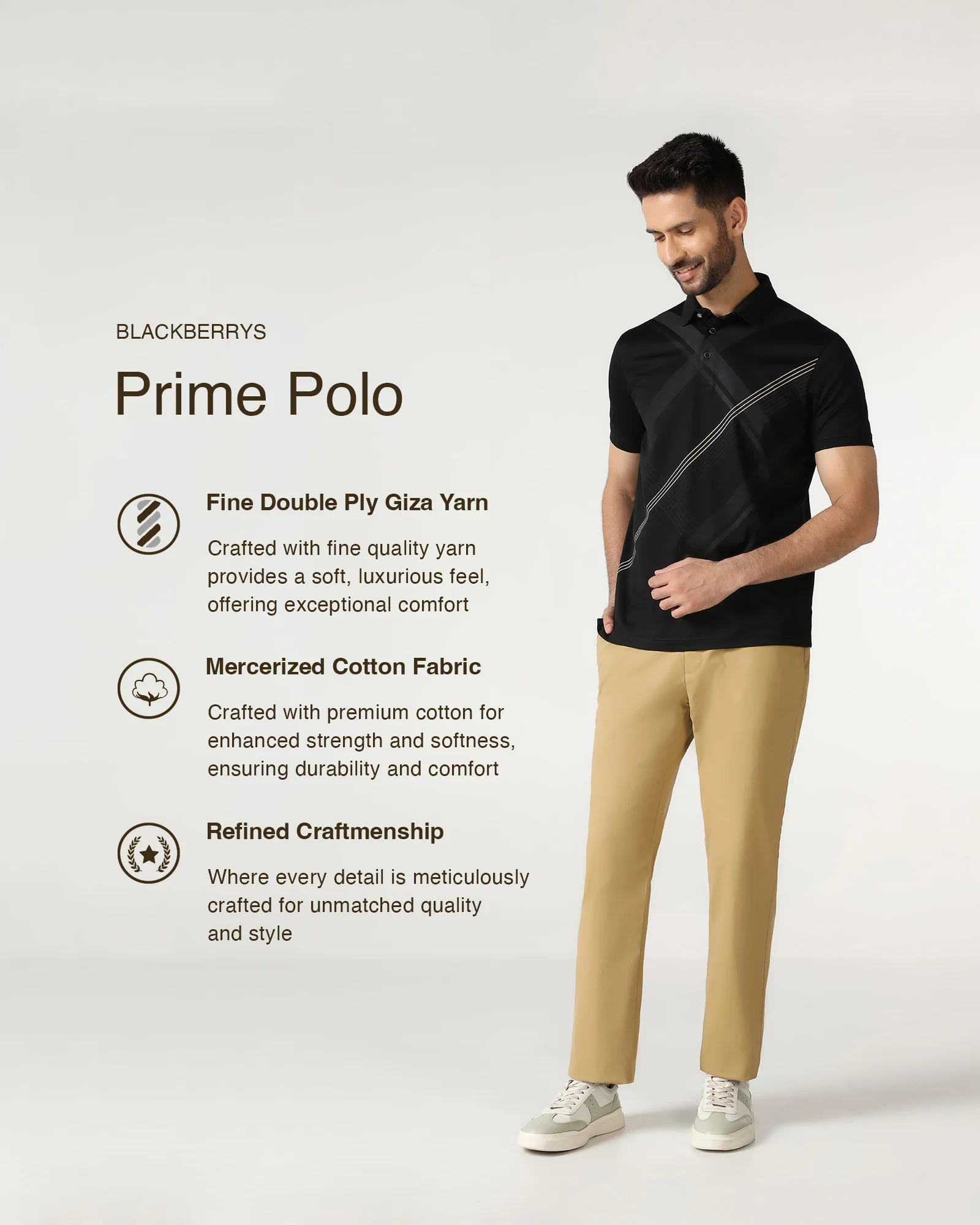 Black Printed Polo - Kenny - Image 3