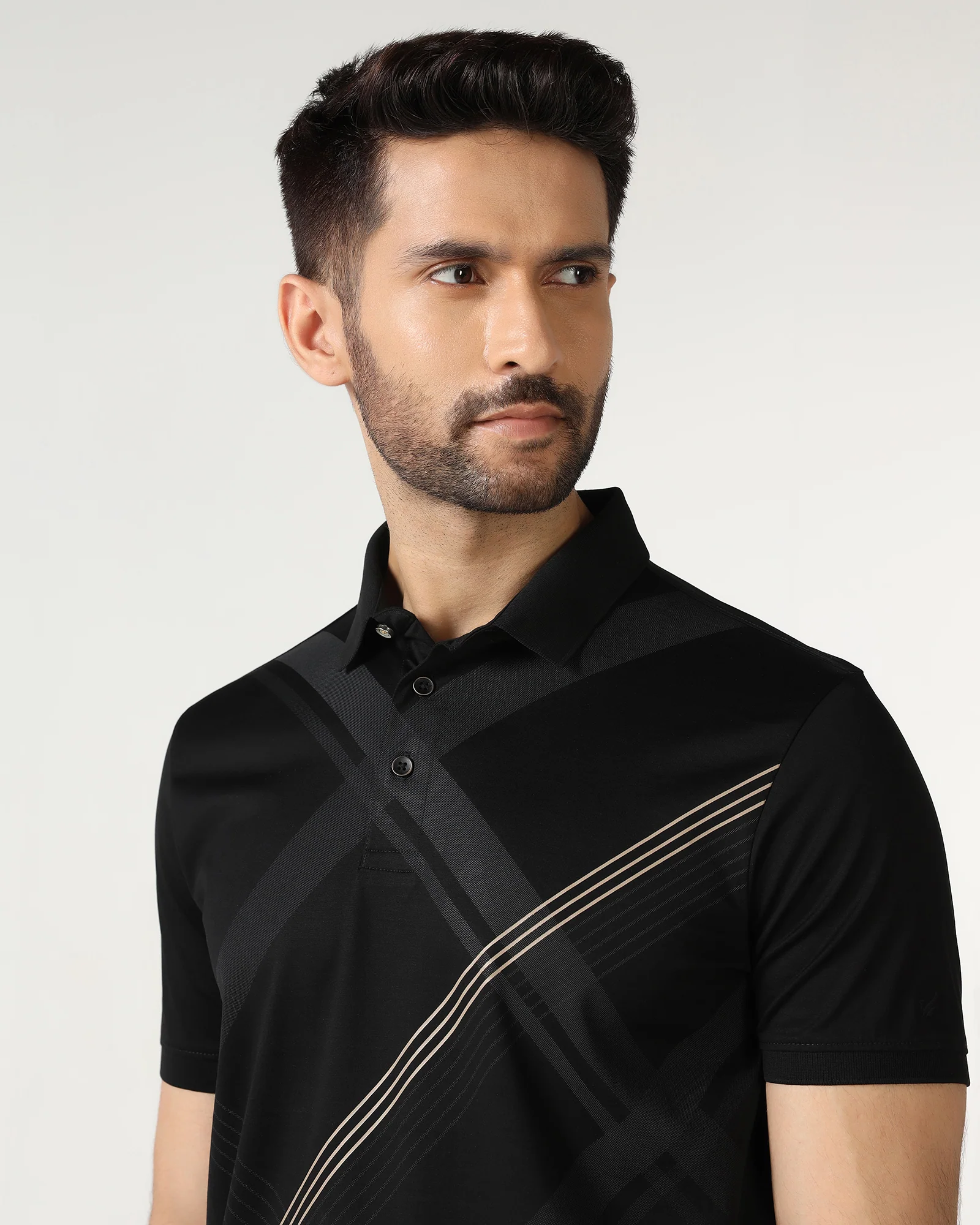 Black Printed Polo - Kenny - Image 4